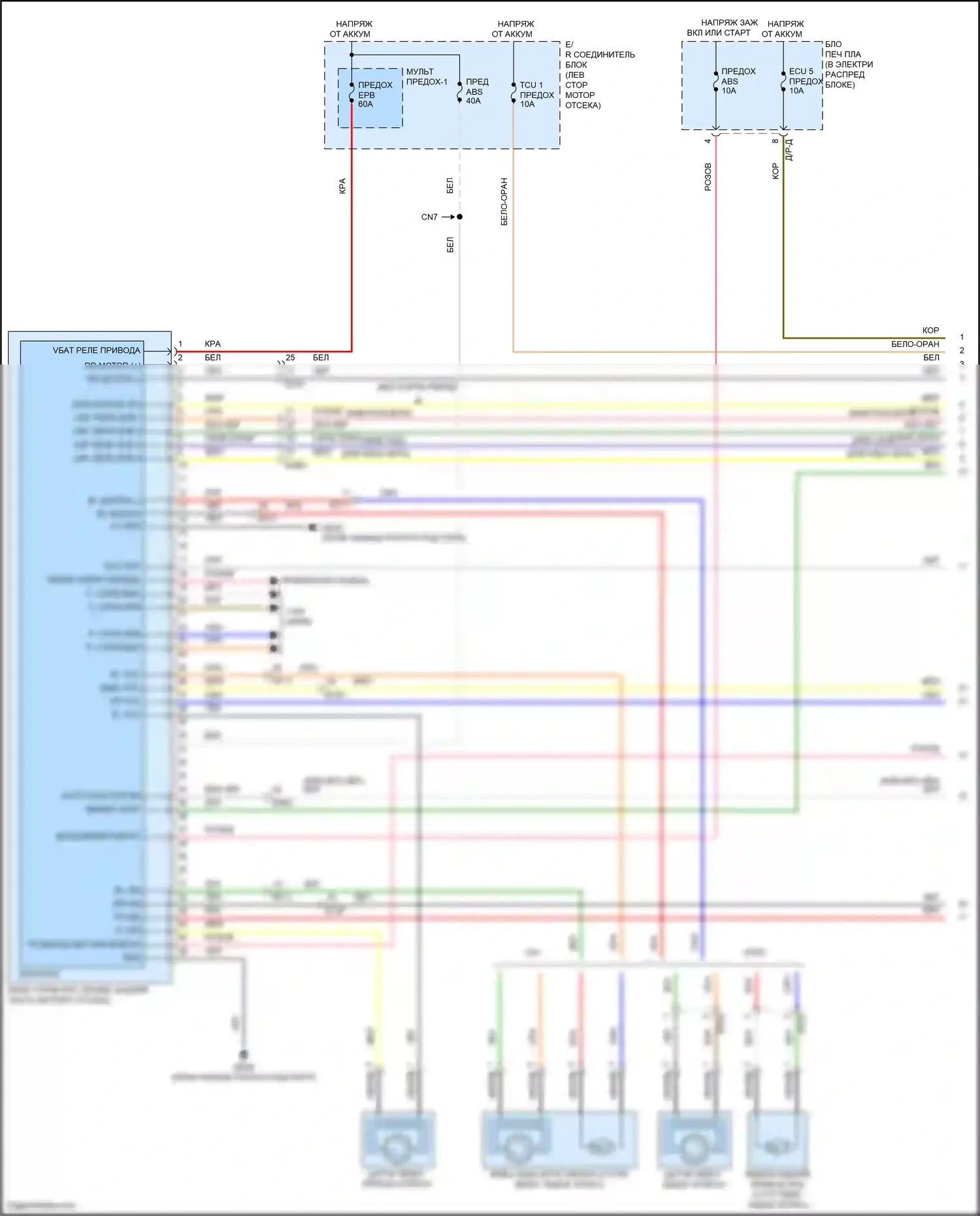 Avante Hyundai VII (2020-2024): Антиблокировочная система abs электросхема, за исключением гибридной с esc и epb (1 из 3) 