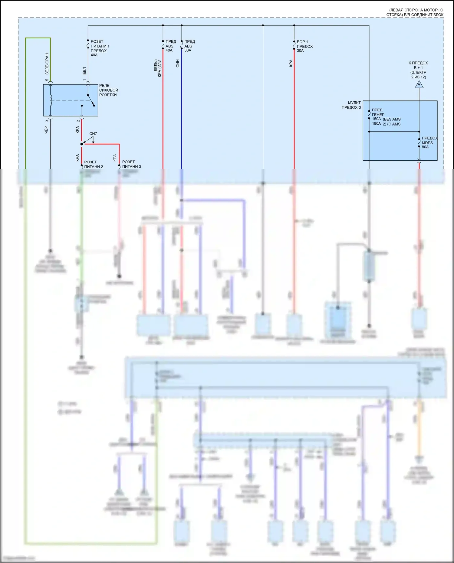 Avante Hyundai VII (2020-2024): Электросхема блока предохранителей реле, кроме гибридного (1 из 12) 