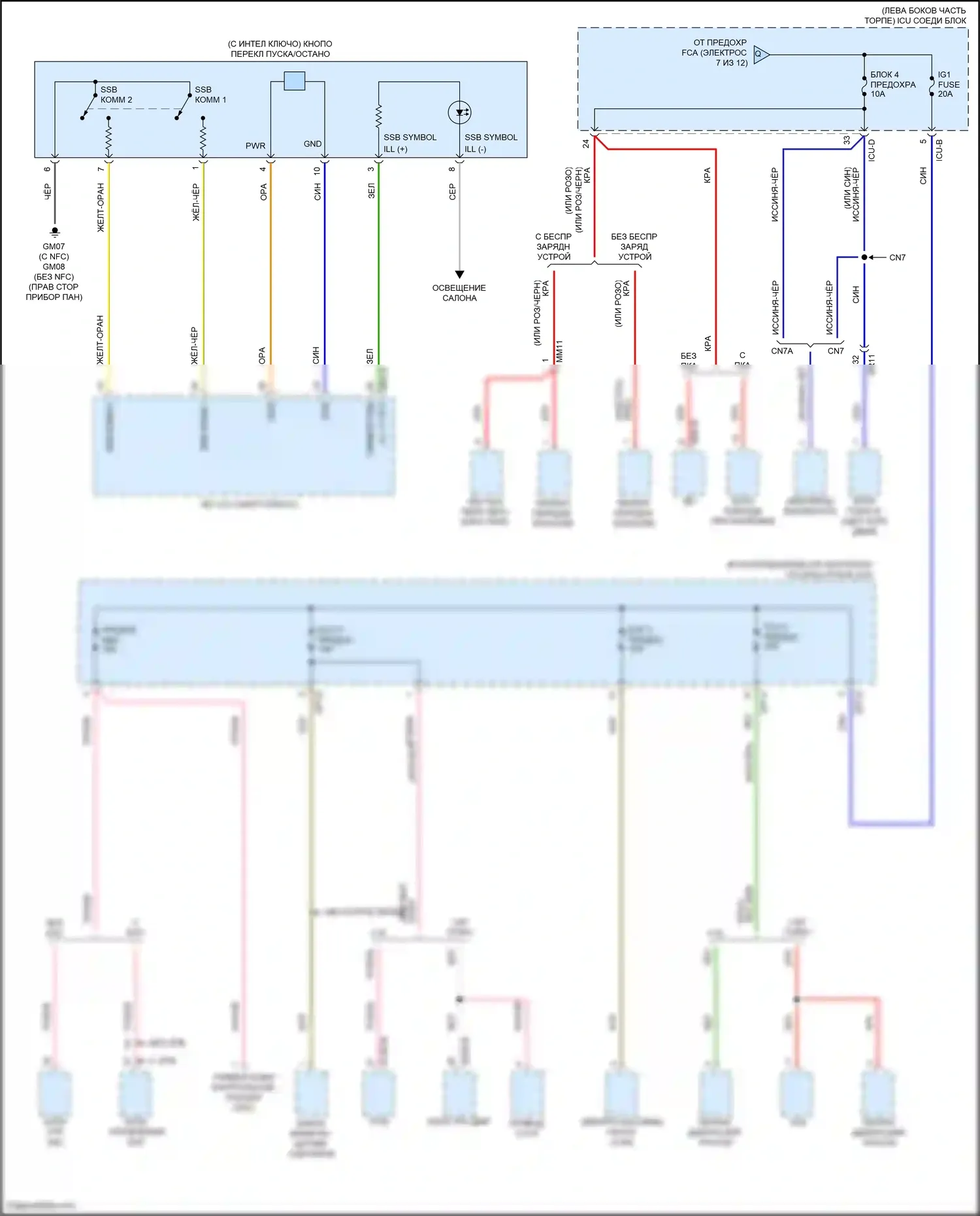 Avante Hyundai VII (2020-2024): Электросхема блока предохранителей реле, кроме гибридного (11 из 12) 