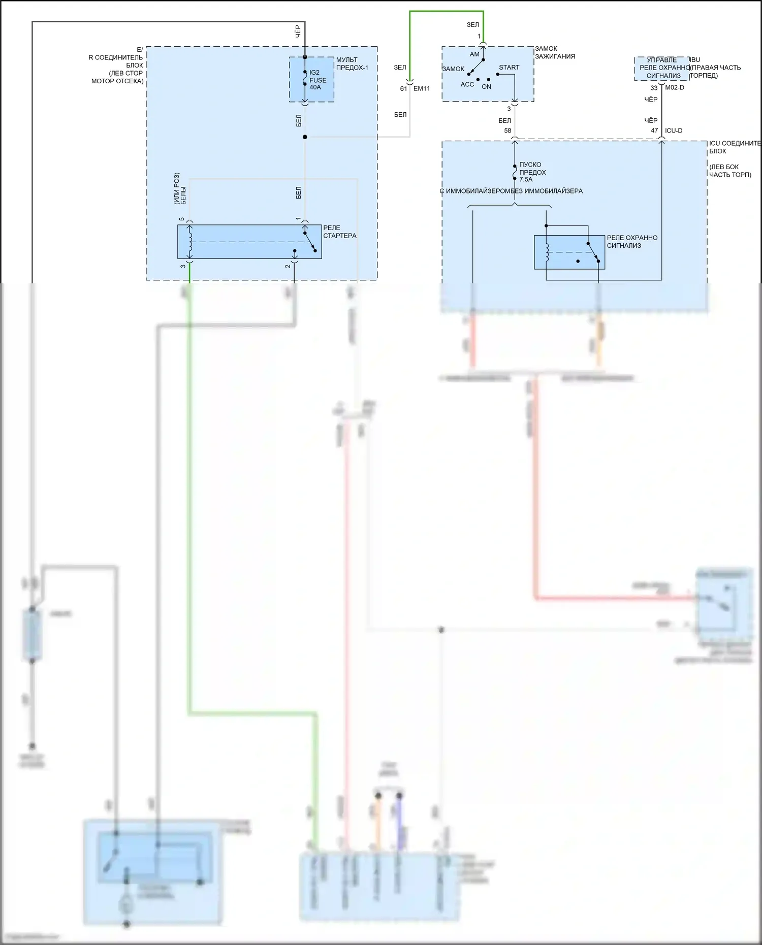 Avante Hyundai VII (2020-2024): Электросхема стартера, cn7a без смарт-ключа 