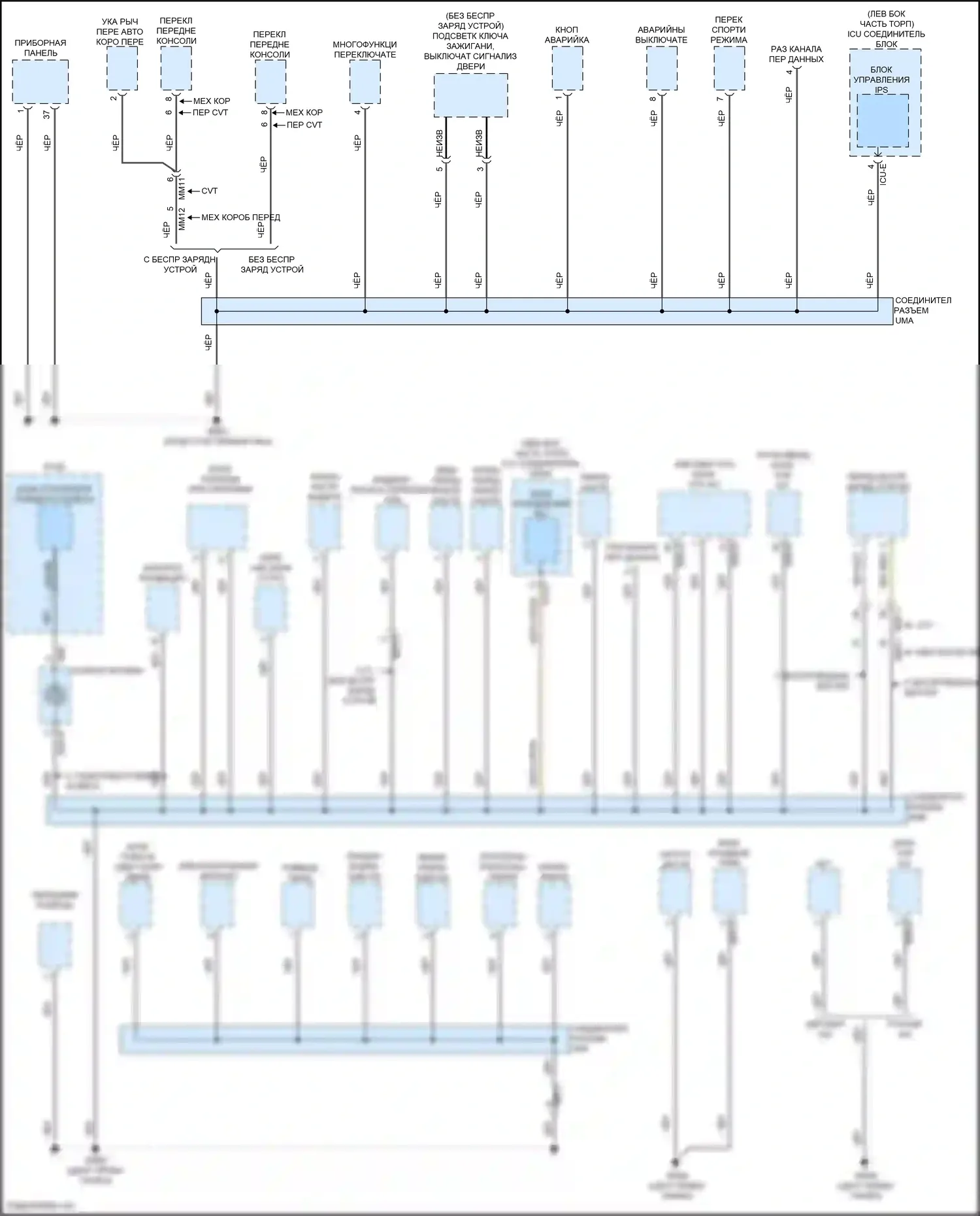 Avante Hyundai VII (2020-2024): Электросхема разводки массы, за исключением гибридной cn7a (1 из 4) 