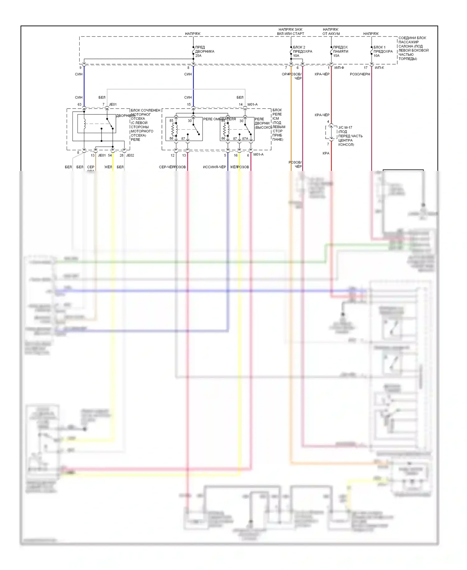 Azera Hyundai I (2005-2011): Дворники и омыватели электросхема 