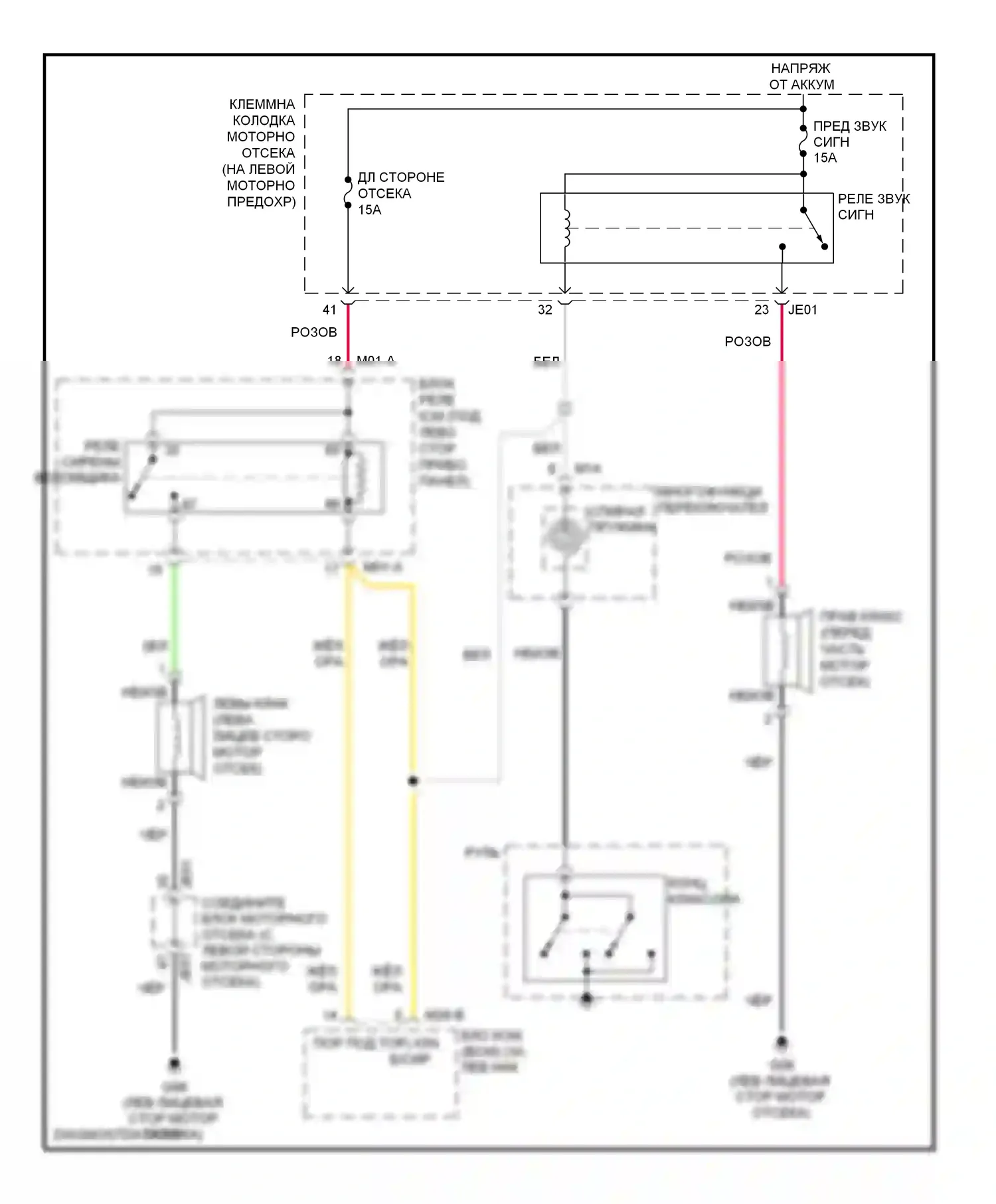 Azera Hyundai I (2005-2011): Электросхема клаксона 