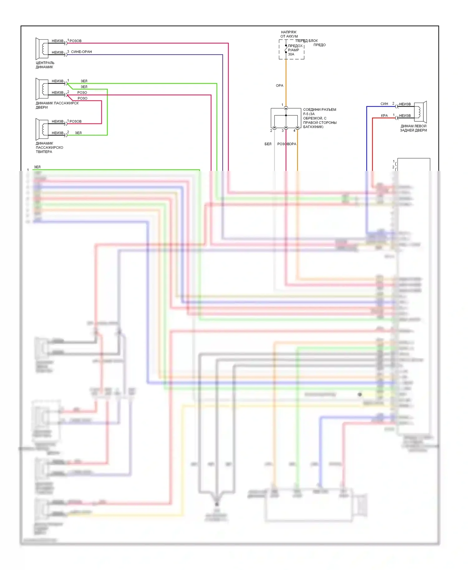 Azera Hyundai I (2005-2011): Электросхема магнитолы, без навигации и, с усилителем jbl (2 из 2) 