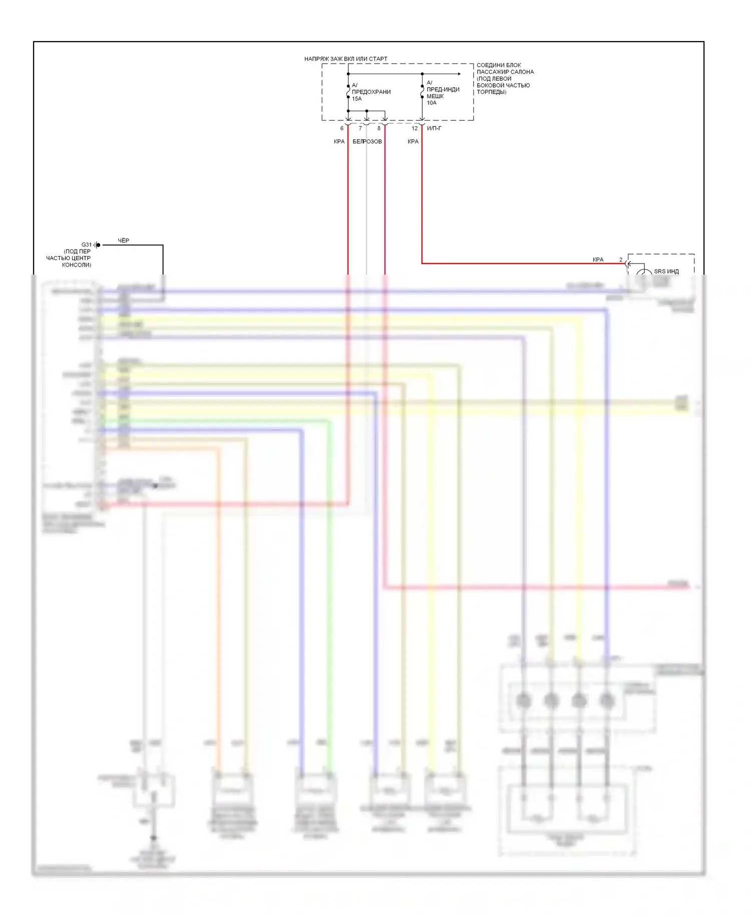 Azera Hyundai I (2005-2011): Электросхема подушек безопасности (1 из 3) 