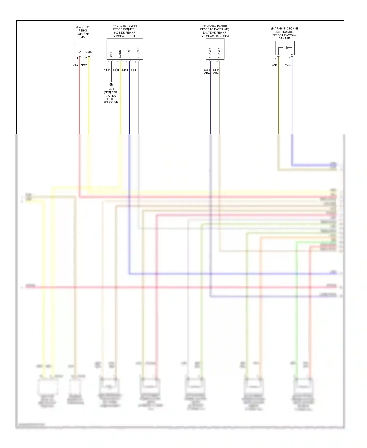 Azera Hyundai I (2005-2011): Электросхема подушек безопасности (2 из 3) 