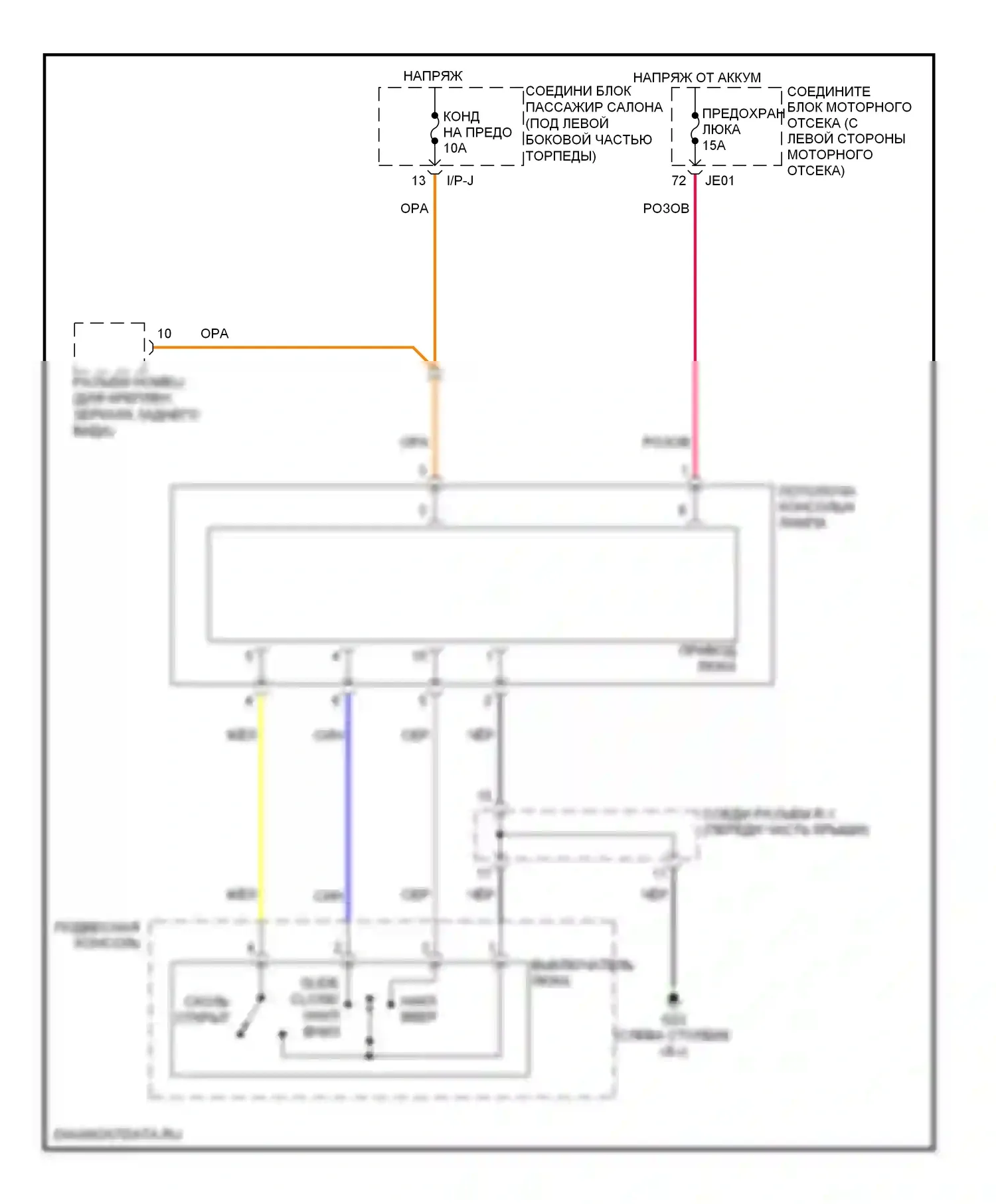 Azera Hyundai I (2005-2011): Электросхема складной крыши/люка 