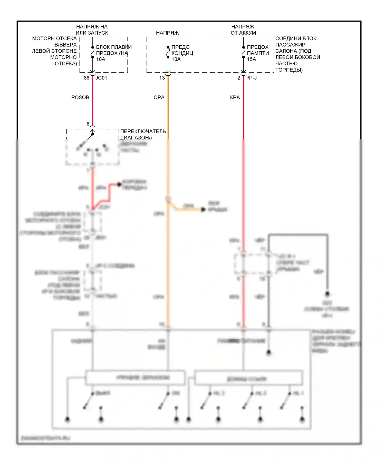 Azera Hyundai I (2005-2011): Электросхема электрохромного зеркала 