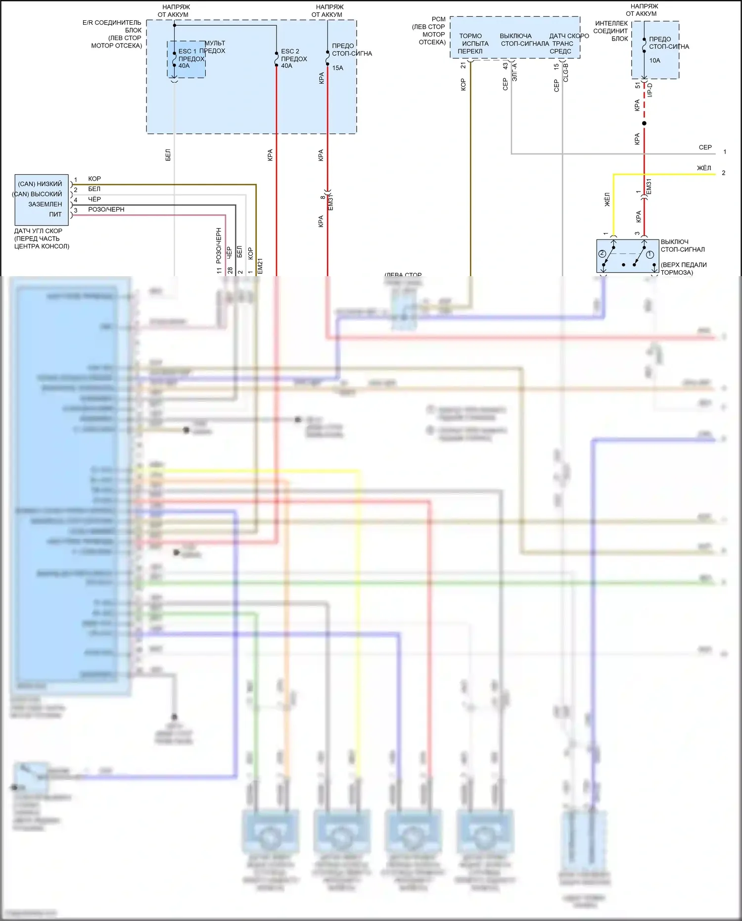 Azera Hyundai II рестайлинг (2014-2017): Антиблокировочная система abs электросхема (1 из 2) 