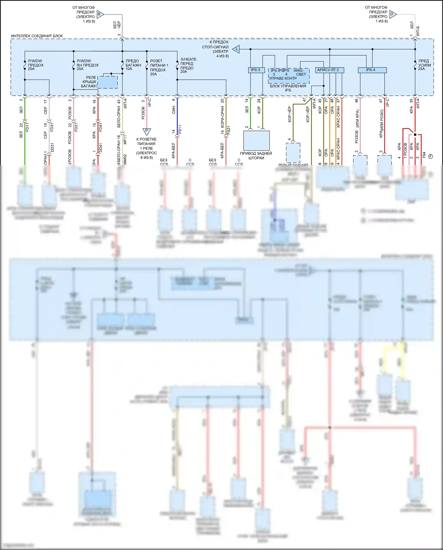 Azera Hyundai II рестайлинг (2014-2017): Электросхема блока предохранителей реле (4 из 8) 