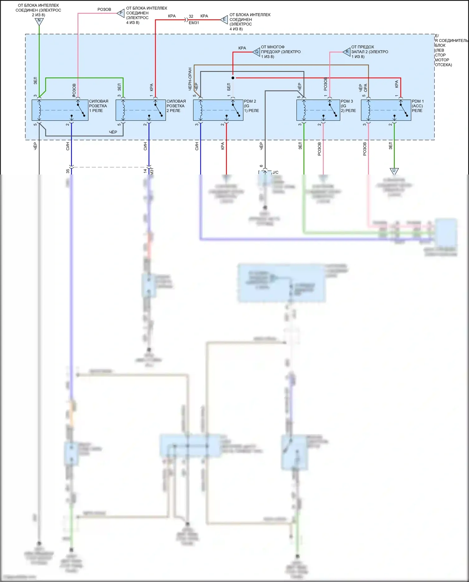 Azera Hyundai II рестайлинг (2014-2017): Электросхема блока предохранителей реле (8 из 8) 