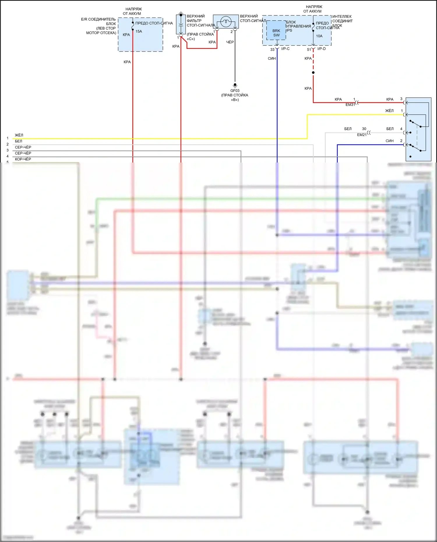 Azera Hyundai II рестайлинг (2014-2017): Электросхема фар и фонарей (2 из 2) 