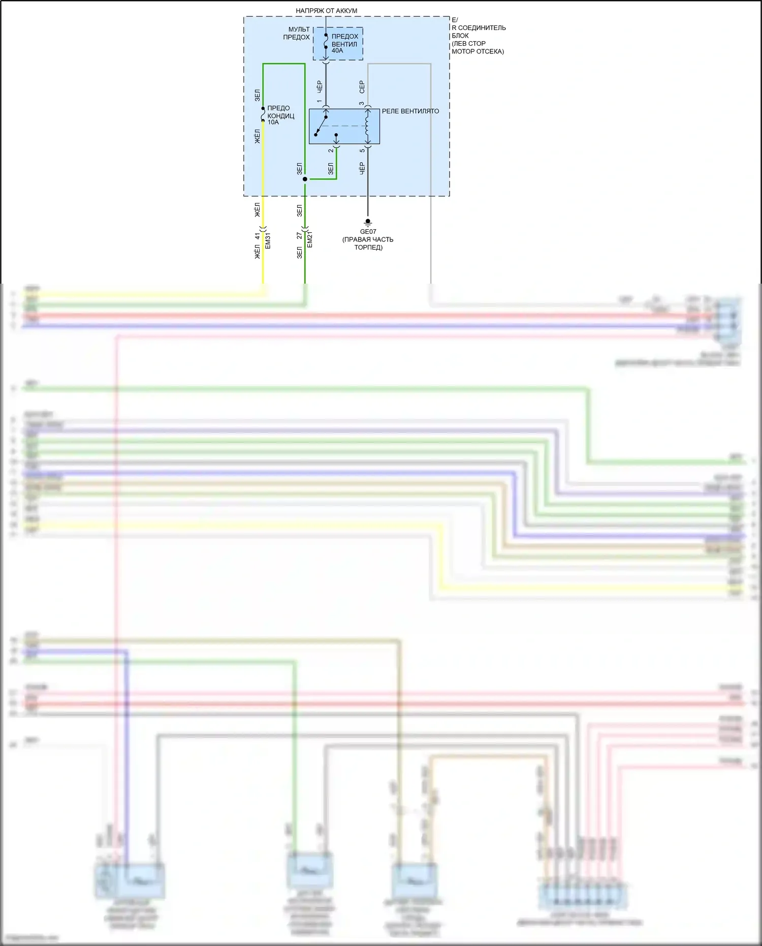 Azera Hyundai II рестайлинг (2014-2017): Электросхема климат контроля (2 из 3) 