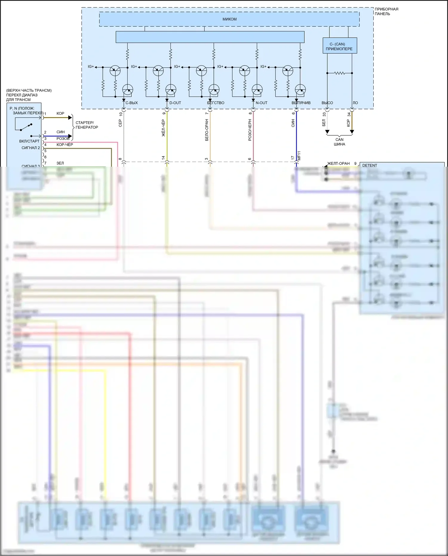 Azera Hyundai II рестайлинг (2014-2017): Электросхема коробки передач (2 из 2) 