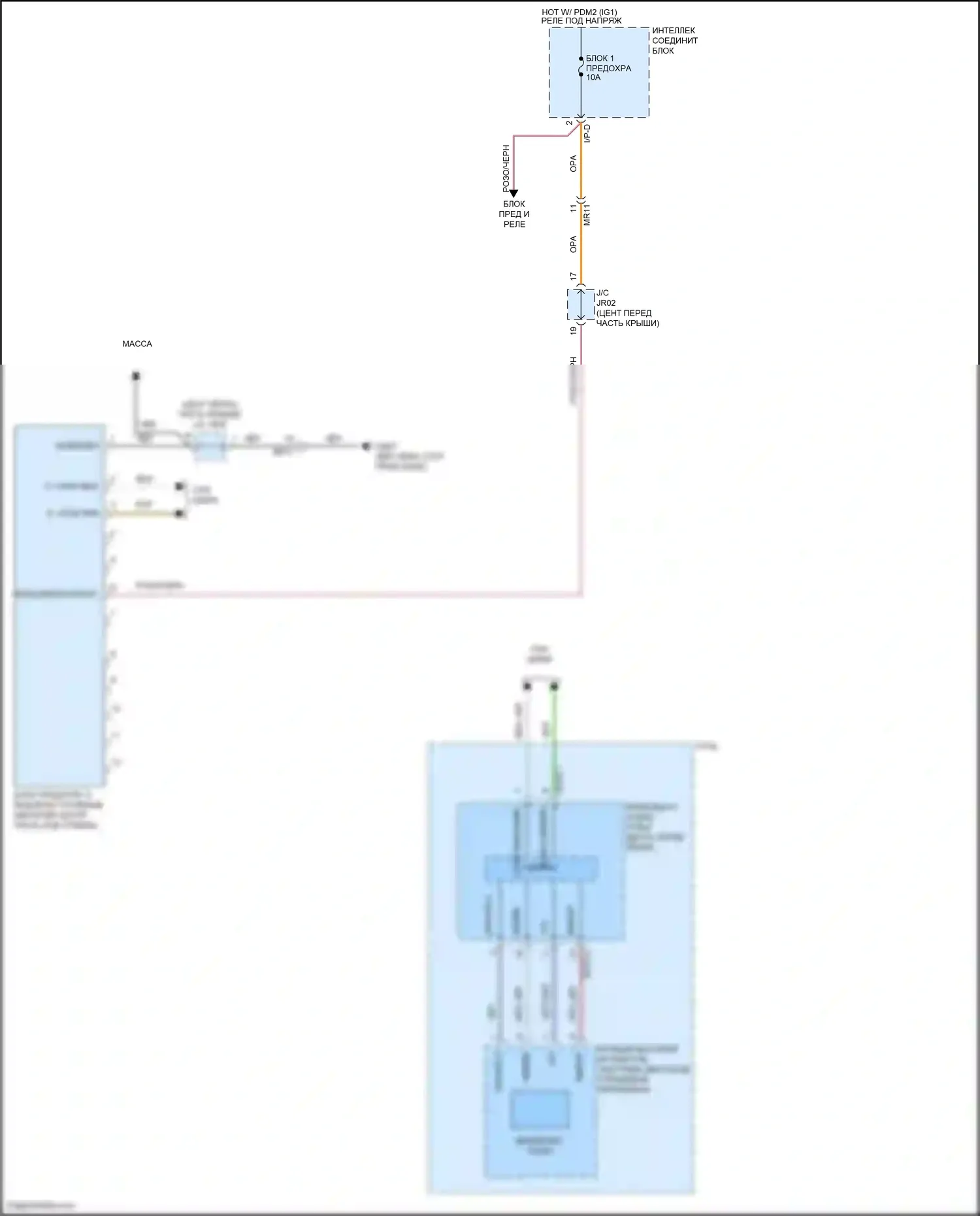 Azera Hyundai II рестайлинг (2014-2017): Электросхема системы предупреждения о столкновении 