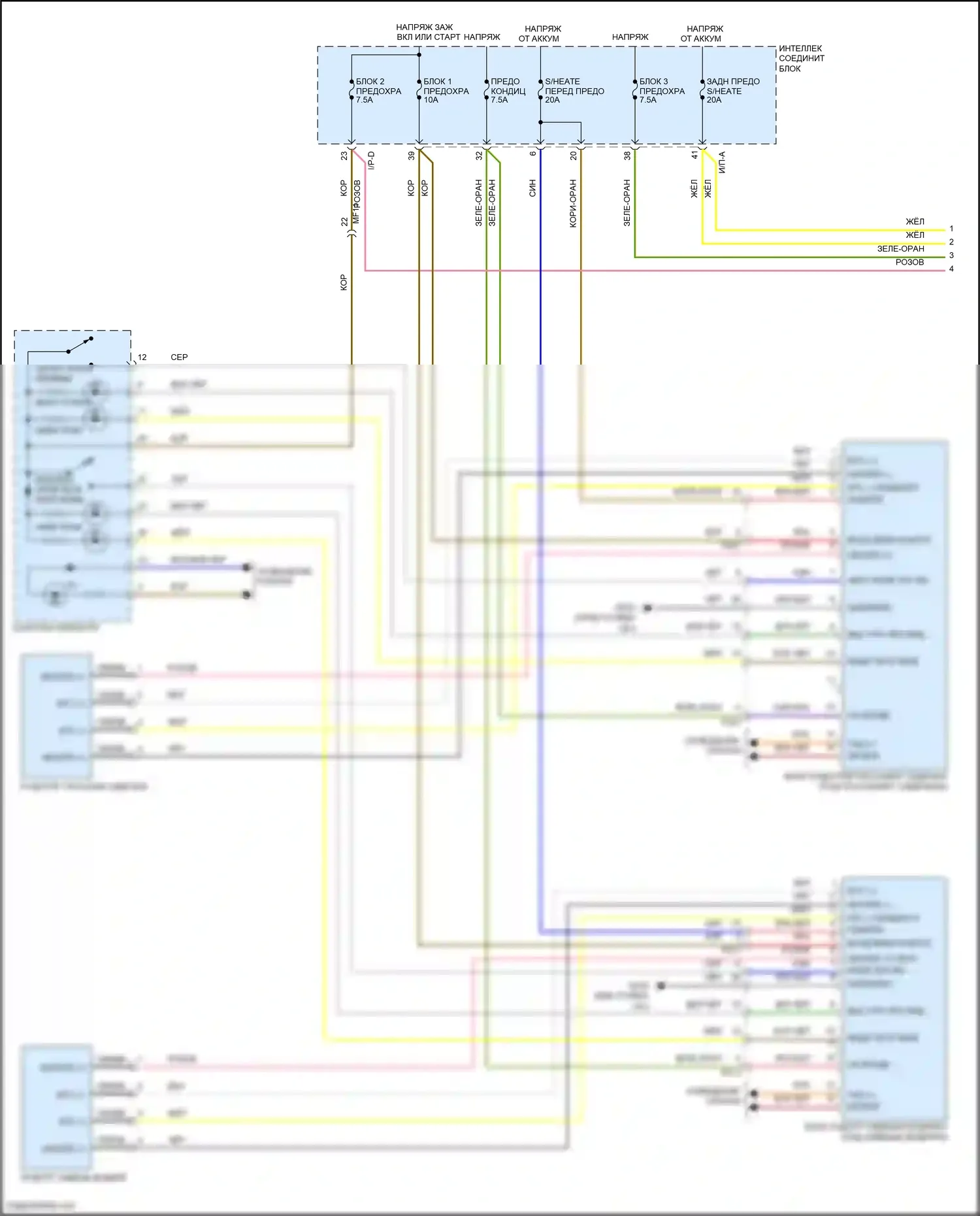 Azera Hyundai II рестайлинг (2014-2017): Электросхема обогреваемых сидений (1 из 2) 