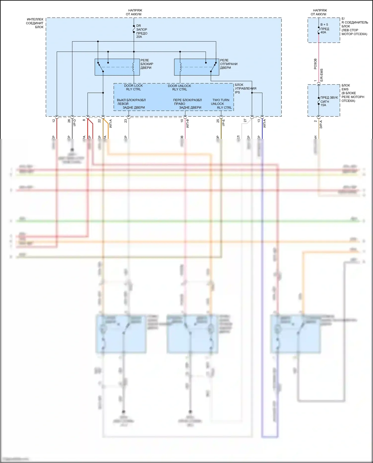 Azera Hyundai II рестайлинг (2014-2017): Электросхема центрального замка (2 из 3) 