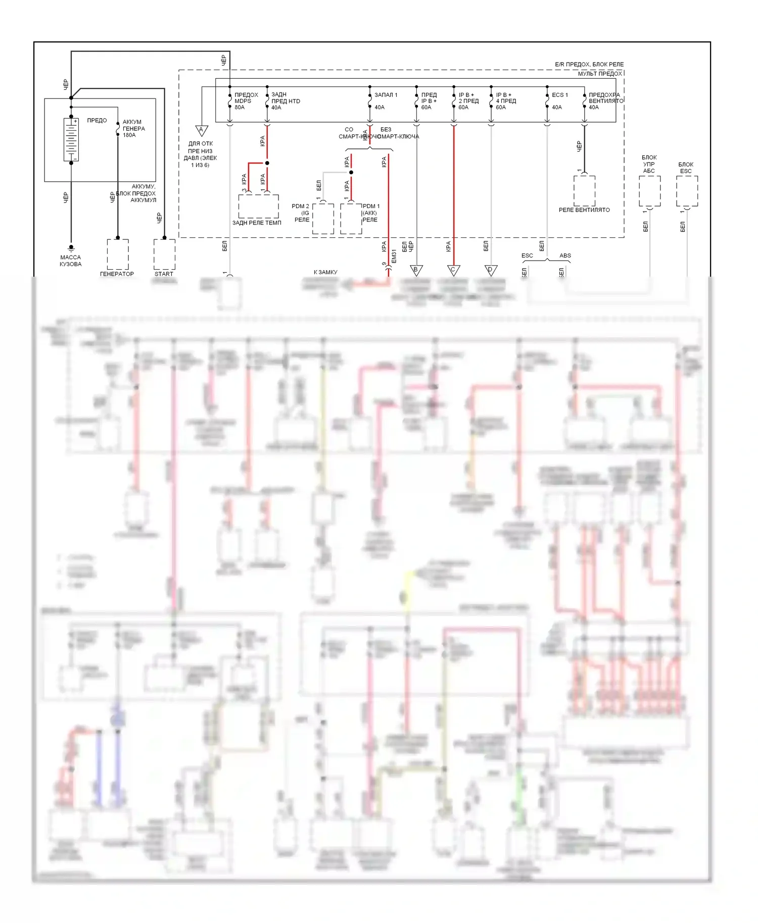 Azera Hyundai II (2011-2014): Электросхема блока предохранителей реле (1 из 6) 
