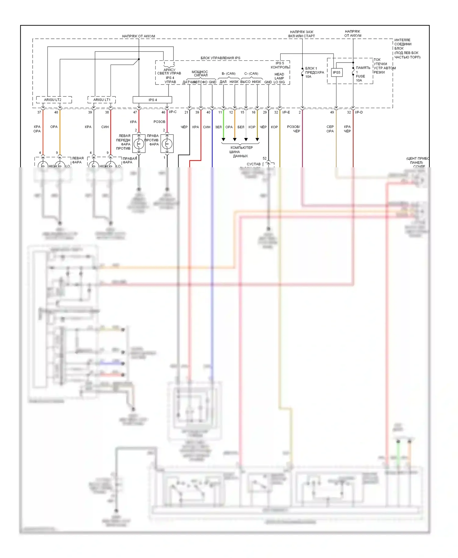 Azera Hyundai II (2011-2014): Электросхема фар 