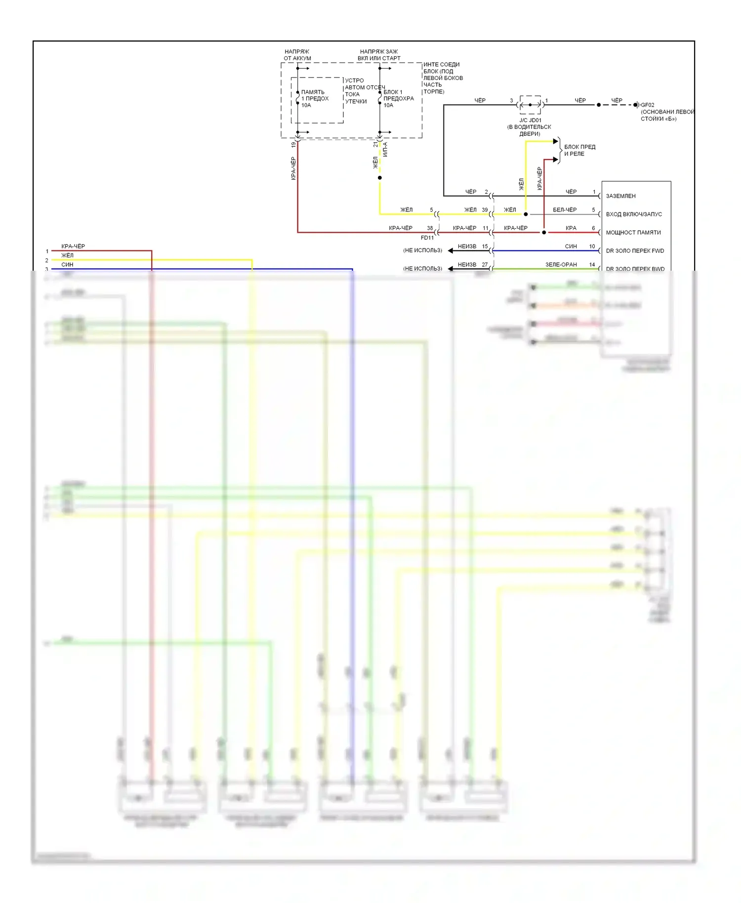 Azera Hyundai II (2011-2014): Электросхема сиденья памяти водителя (2 из 2) 