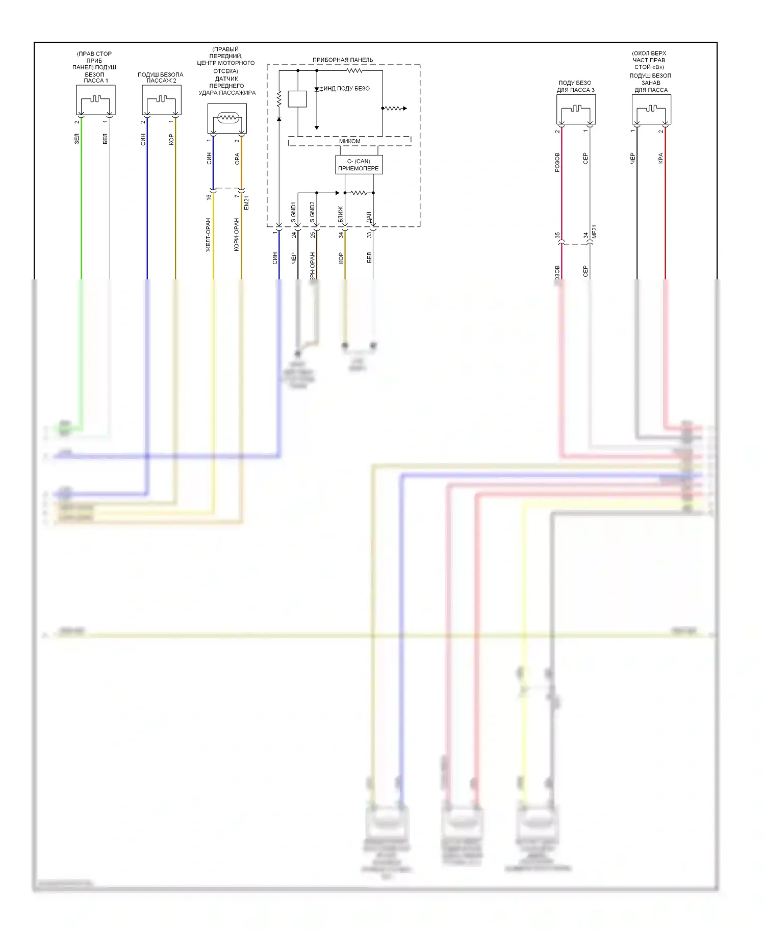 Azera Hyundai II (2011-2014): Электросхема подушек безопасности (2 из 3) 