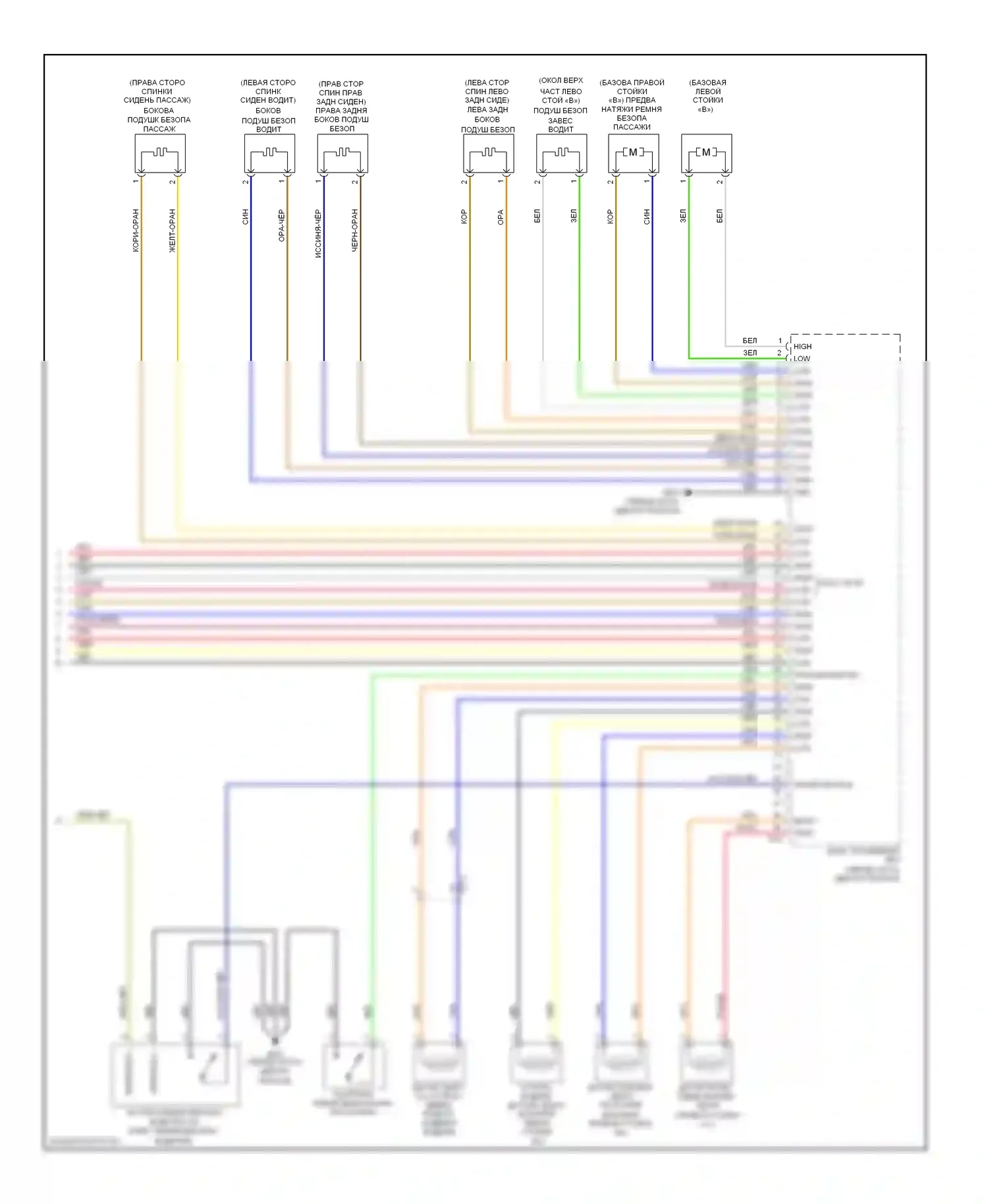 Azera Hyundai II (2011-2014): Электросхема подушек безопасности (3 из 3) 