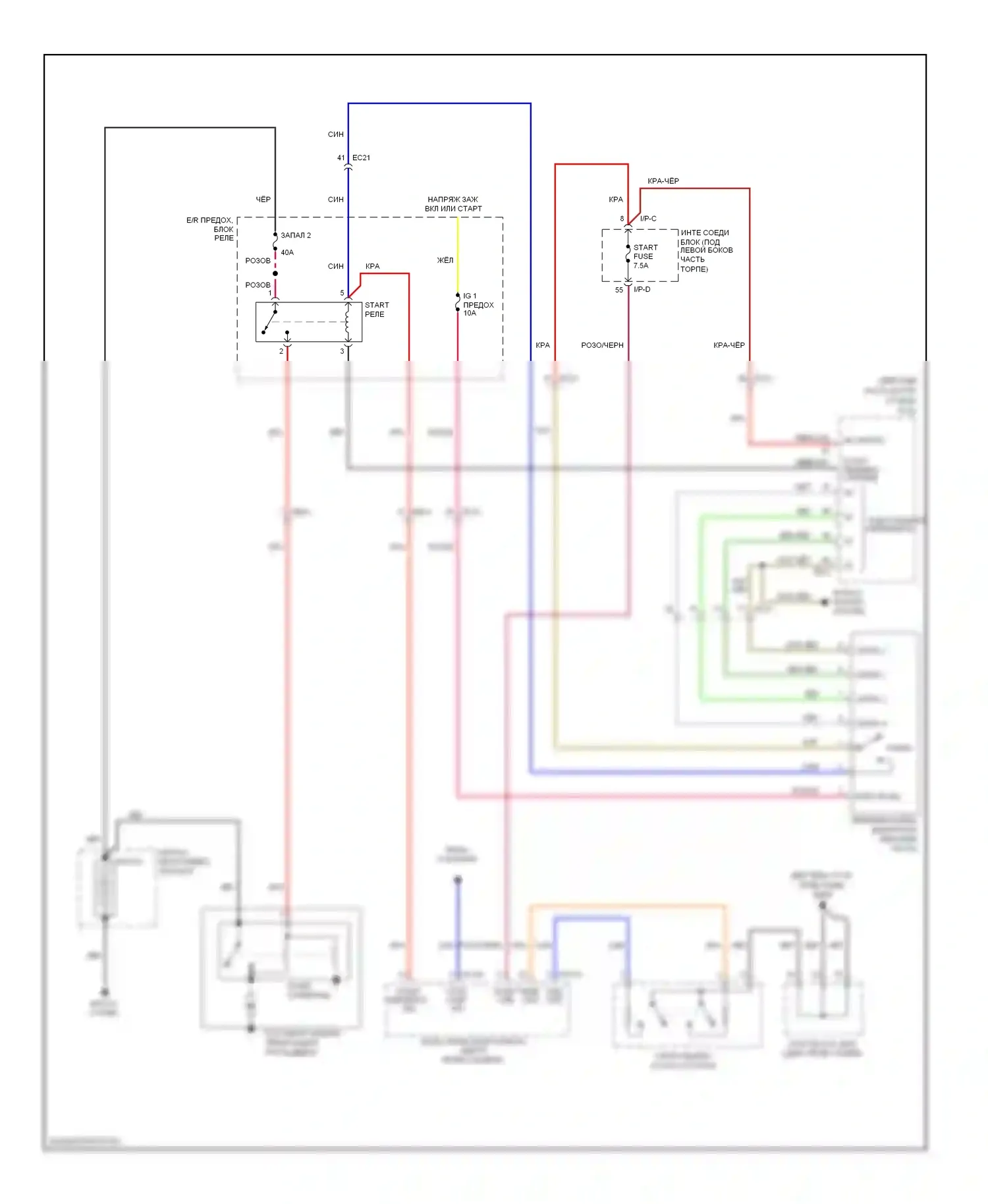 Azera Hyundai II (2011-2014): Электросхема стартера, с интеллектуальным ключом 