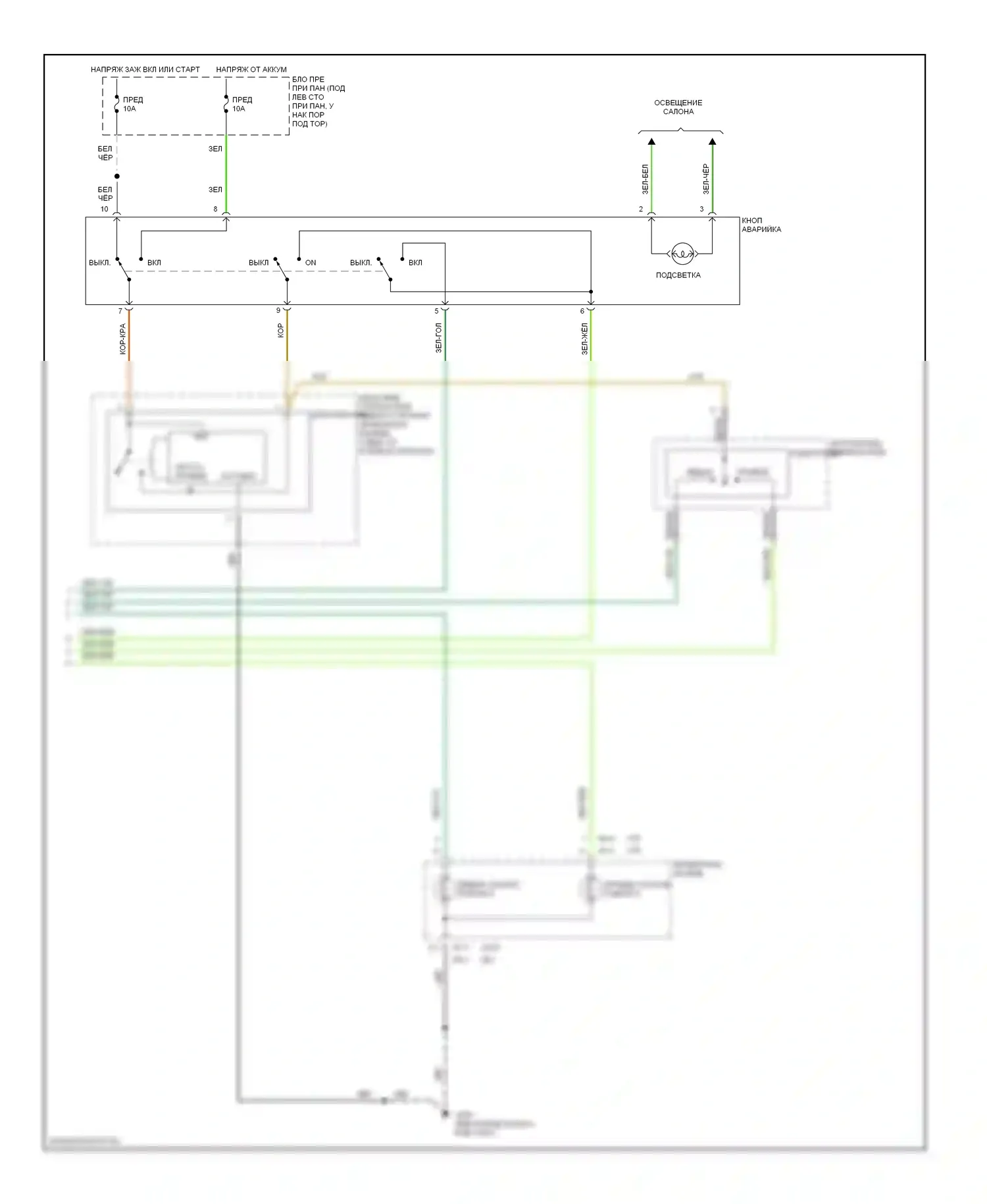 Elantra Hyundai II рестайлинг (1998-2000): Электросхема внешних ламп, седан (2 из 2) 