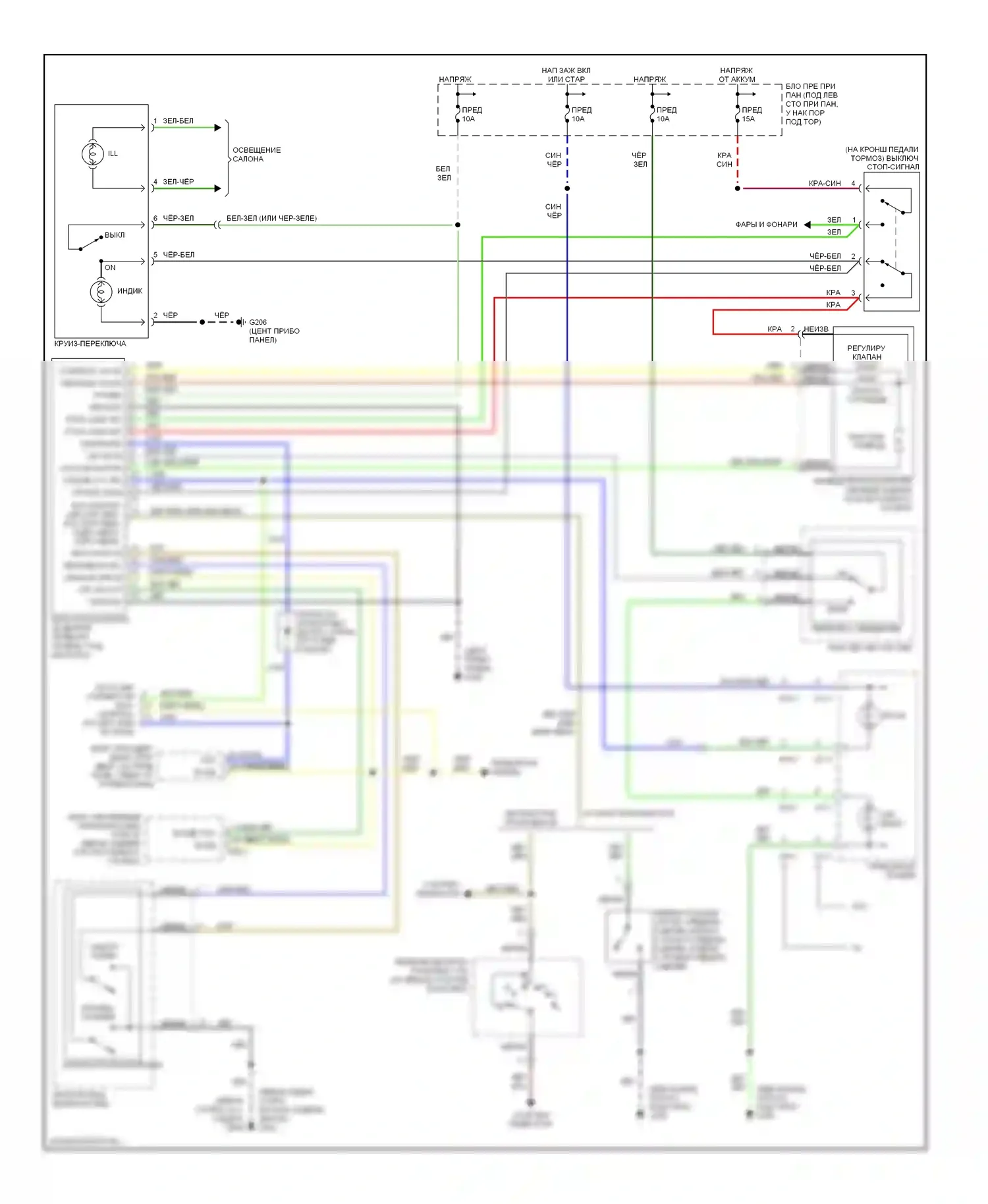 Elantra Hyundai II рестайлинг (1998-2000): Электросхема круиз-контроля 