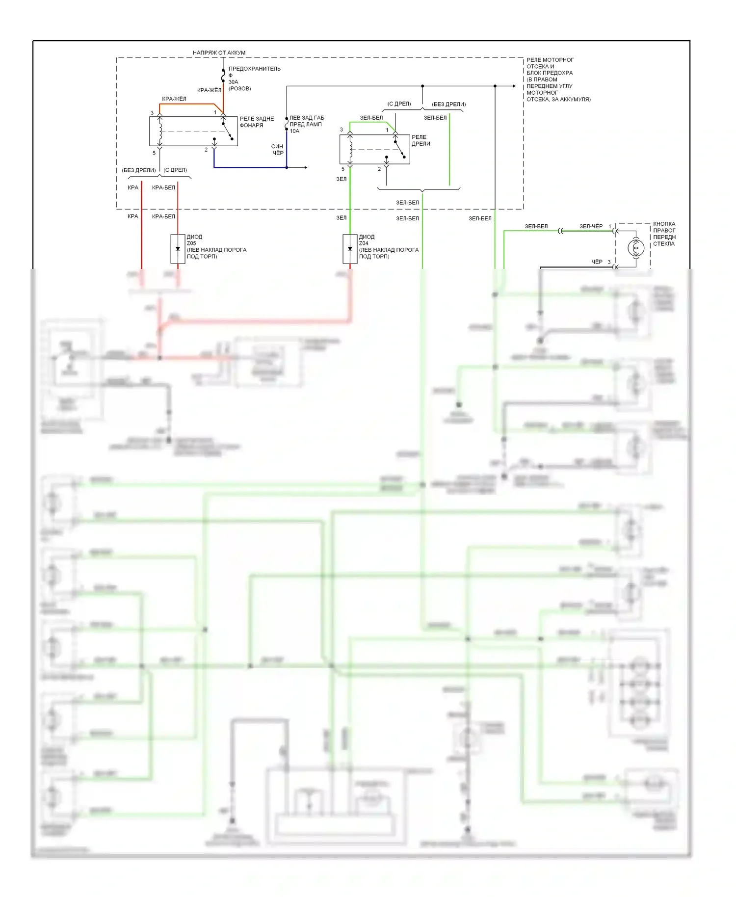 Elantra Hyundai II рестайлинг (1998-2000): Электросхема подсветки приборной панели 