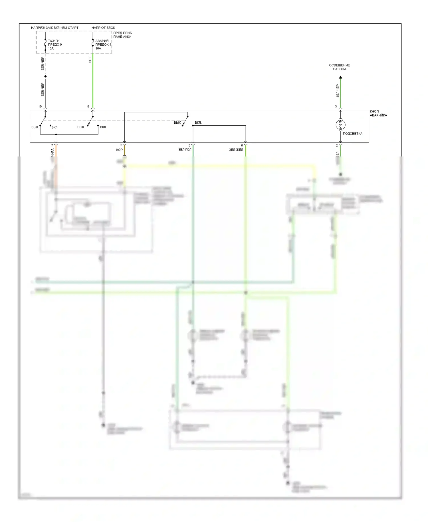 Elantra Hyundai II (1995-1998): Электросхема фар и фонарей, вагон (2 из 2) 