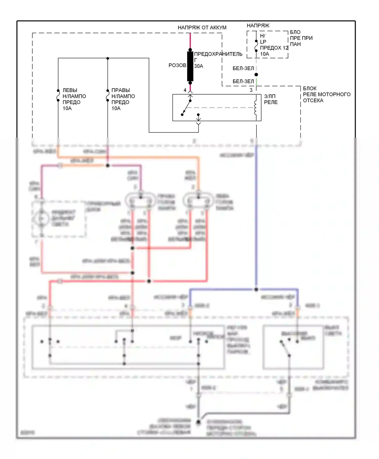 Elantra Hyundai II (1995-1998): Электросхема фар 