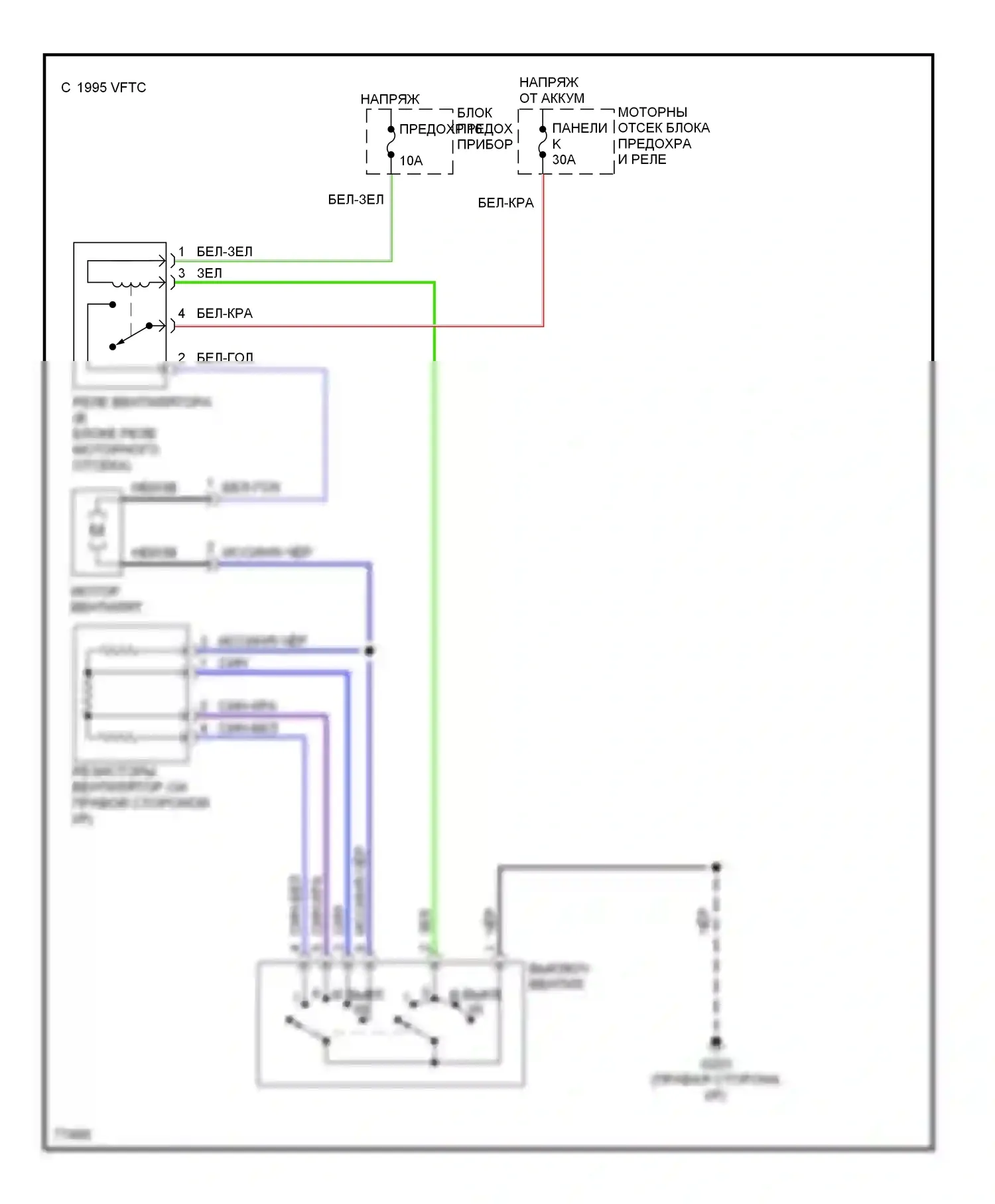 Elantra Hyundai II (1995-1998): Электросхема нагревателя 