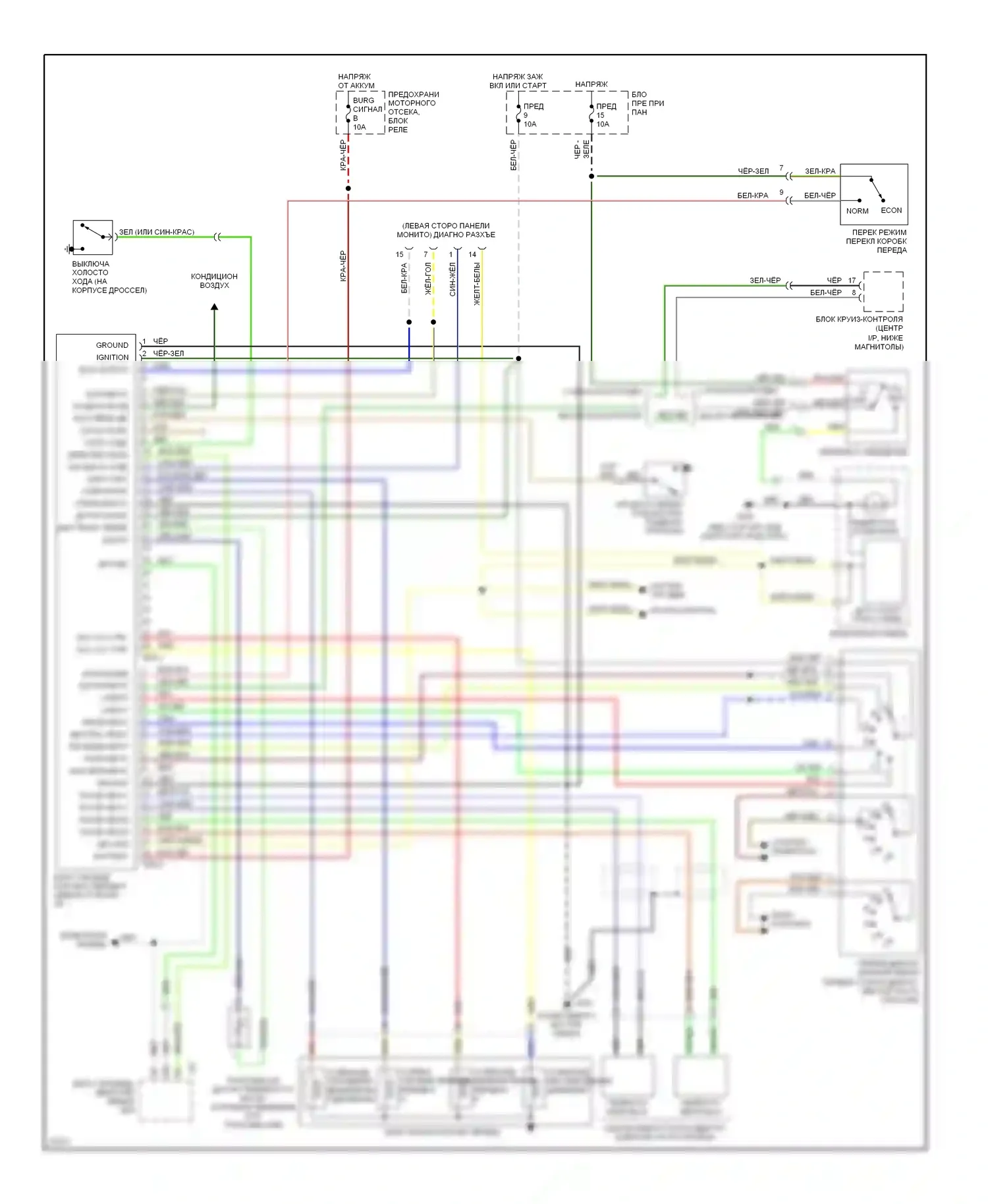 Elantra Hyundai II (1995-1998): Электросхема коробки передач 