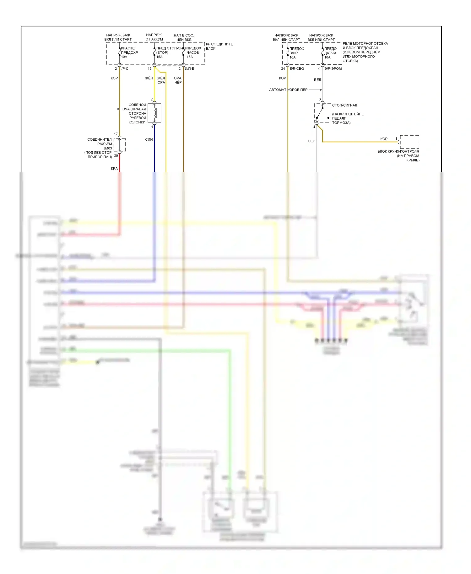Elantra Hyundai III рестайлинг (2003-2010): Электросхема блокировки селектора 