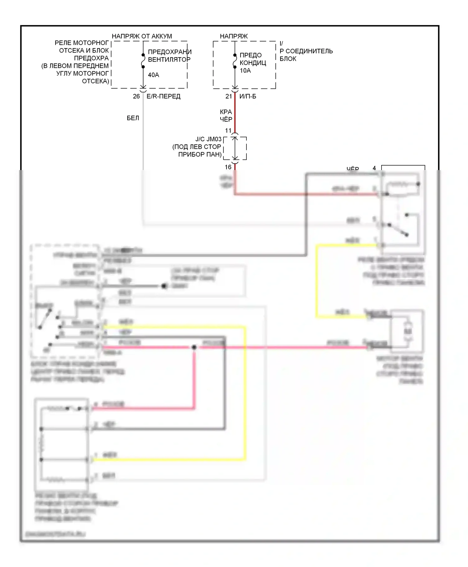 Elantra Hyundai III рестайлинг (2003-2010): Электросхема нагревателя 