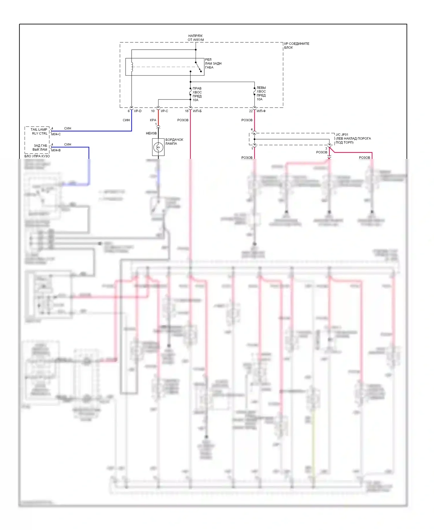 Elantra Hyundai III рестайлинг (2003-2010): Электросхема подсветки приборной панели 