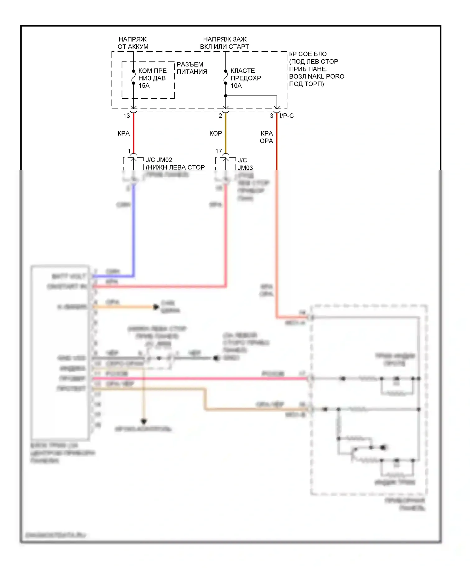 Elantra Hyundai III рестайлинг (2003-2010): Электросхема контроля давления в шинах 
