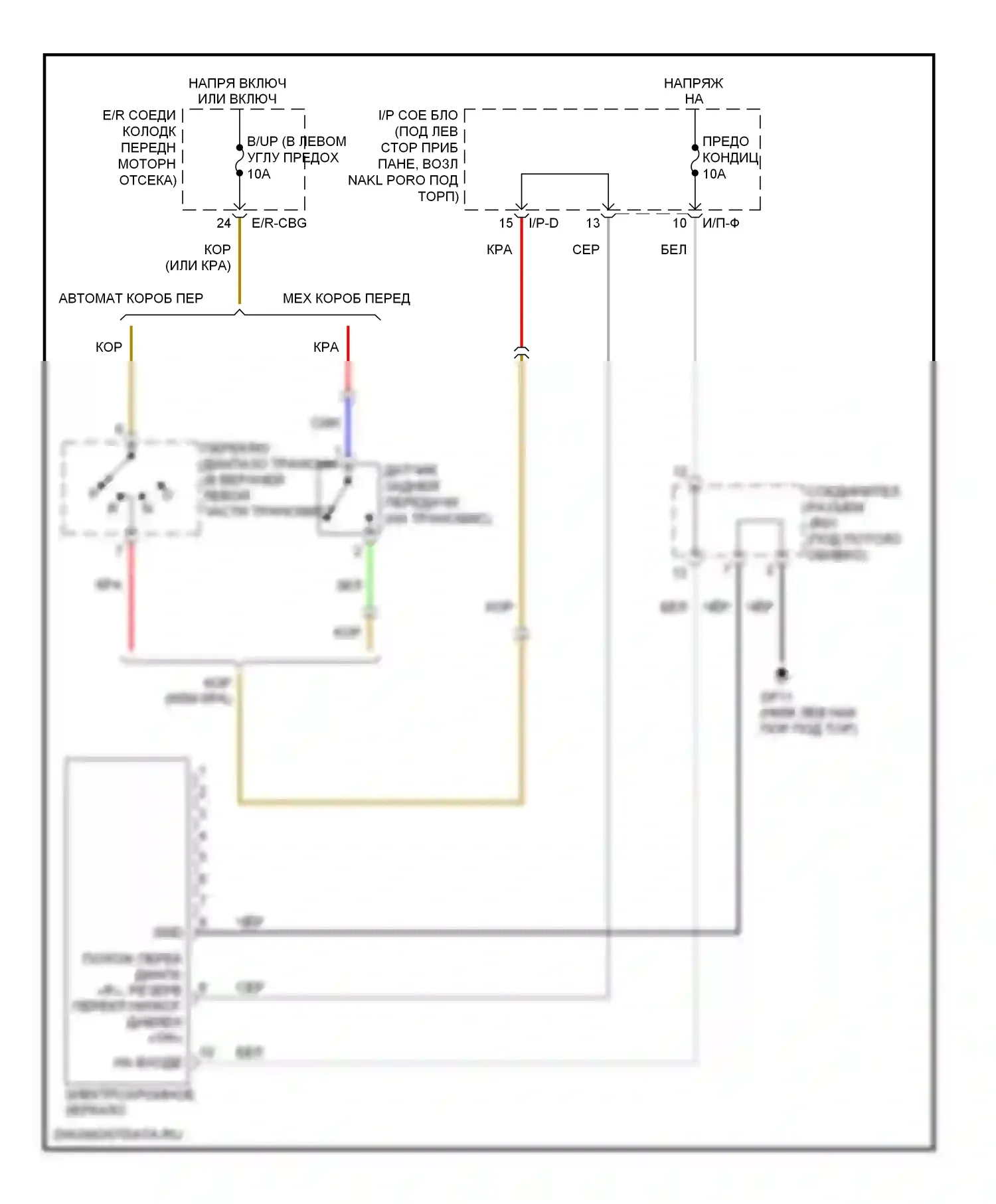 Elantra Hyundai III рестайлинг (2003-2010): Электросхема электрохромного зеркала, без homelink 