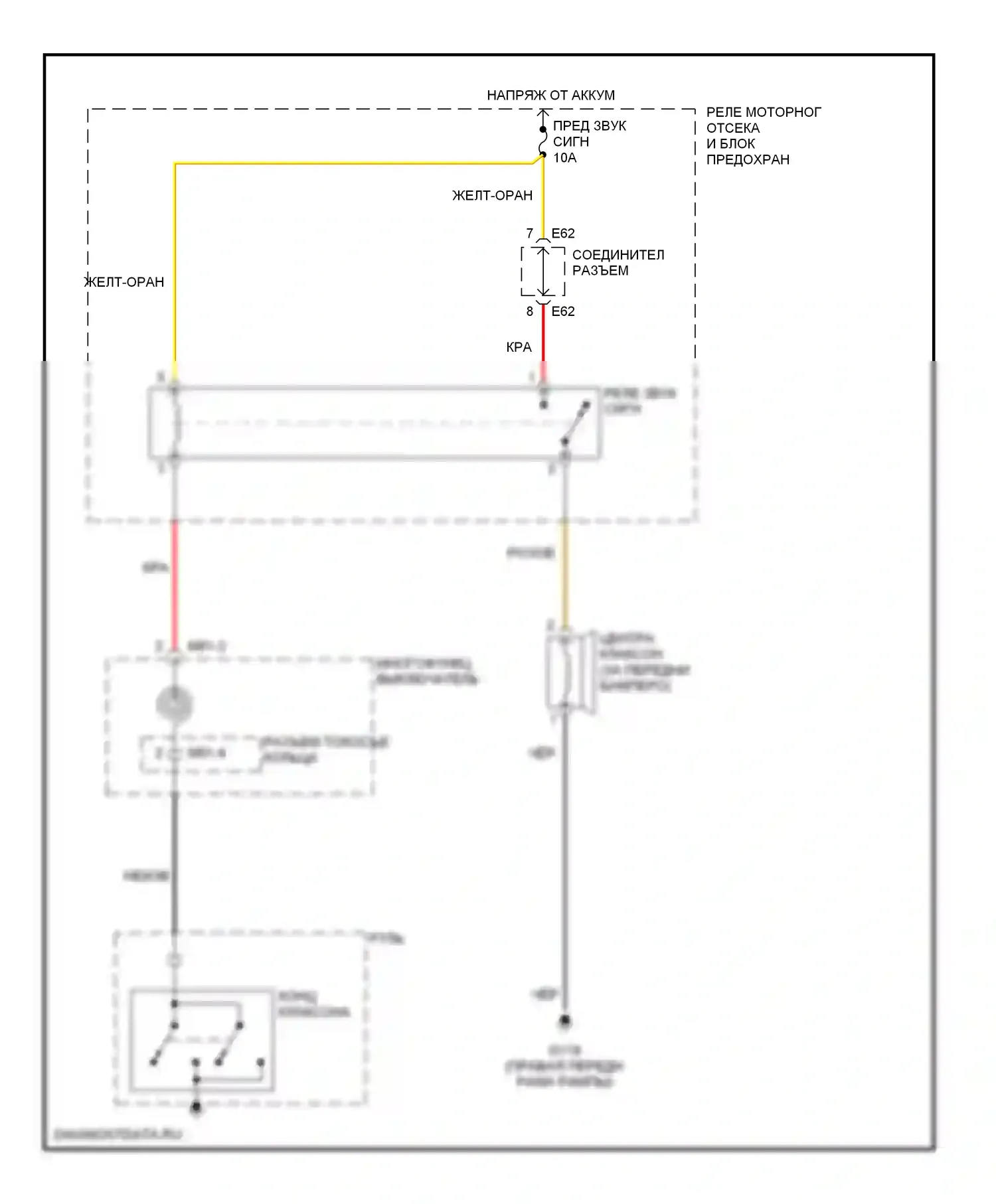 Elantra Hyundai III (2000-2003): Электросхема клаксона 