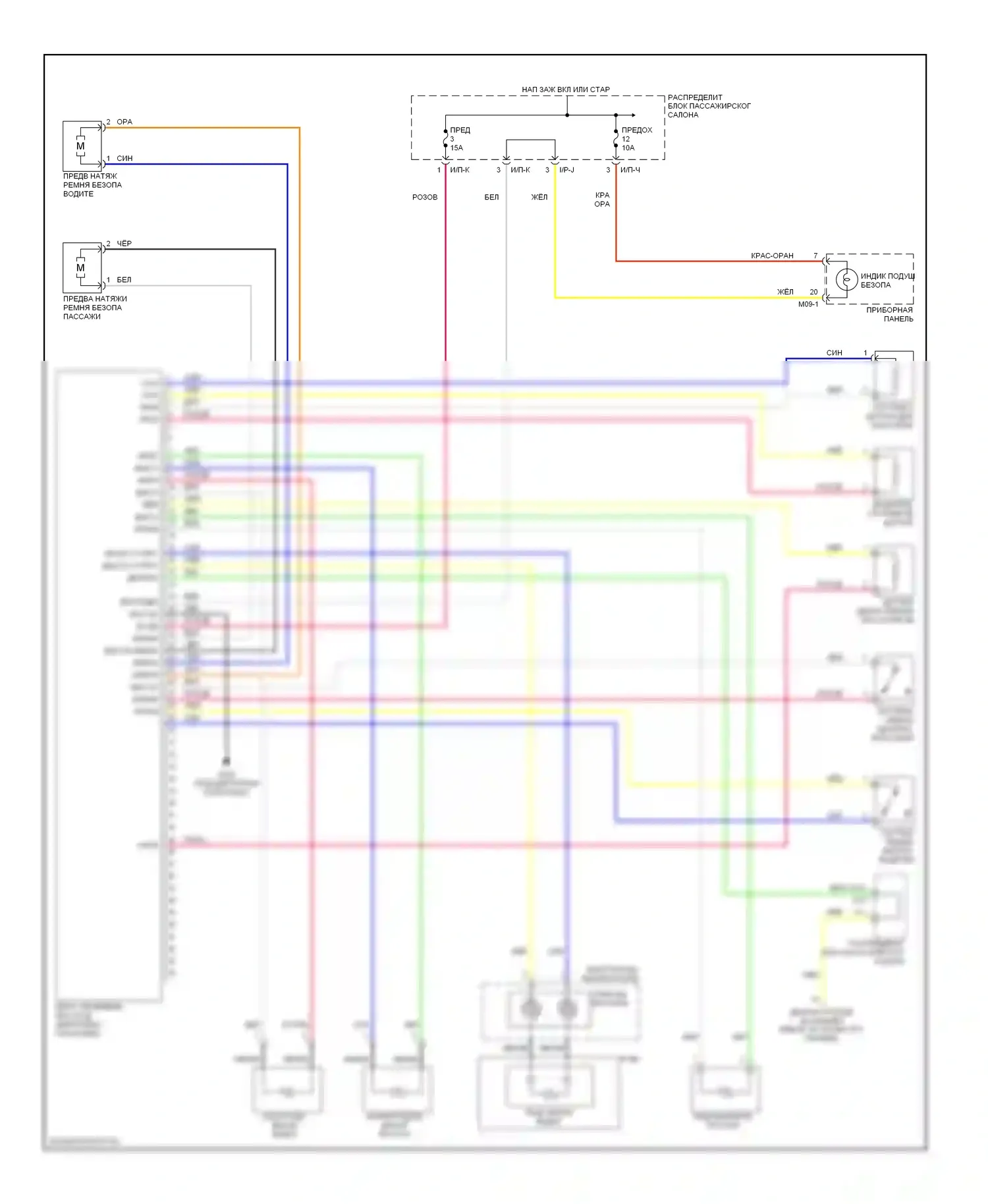 Elantra Hyundai III (2000-2003): Электросхема подушек безопасности 