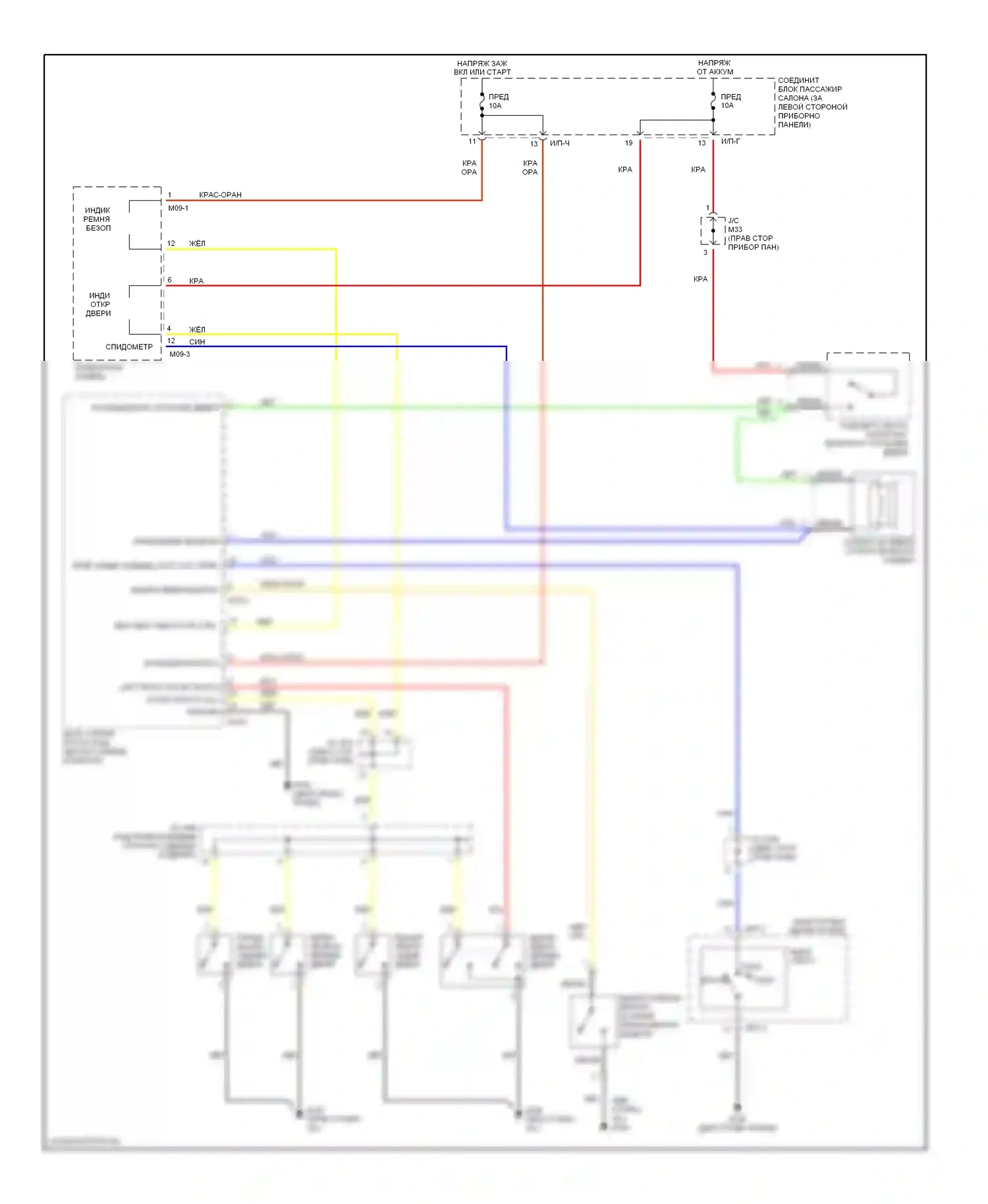 Elantra Hyundai III (2000-2003): Электросхемы системы оповещения 