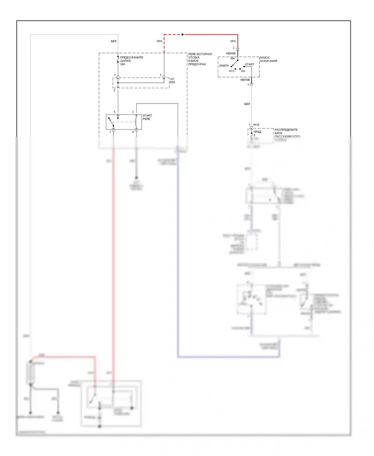 Elantra Hyundai III (2000-2003): Электросхема стартера 