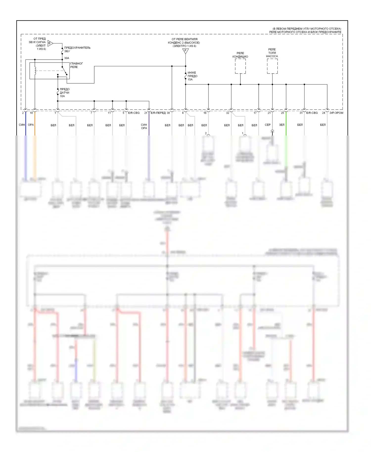 Elantra Hyundai IV (2006-2011): Электросхема блока предохранителей реле (2 из 6) 