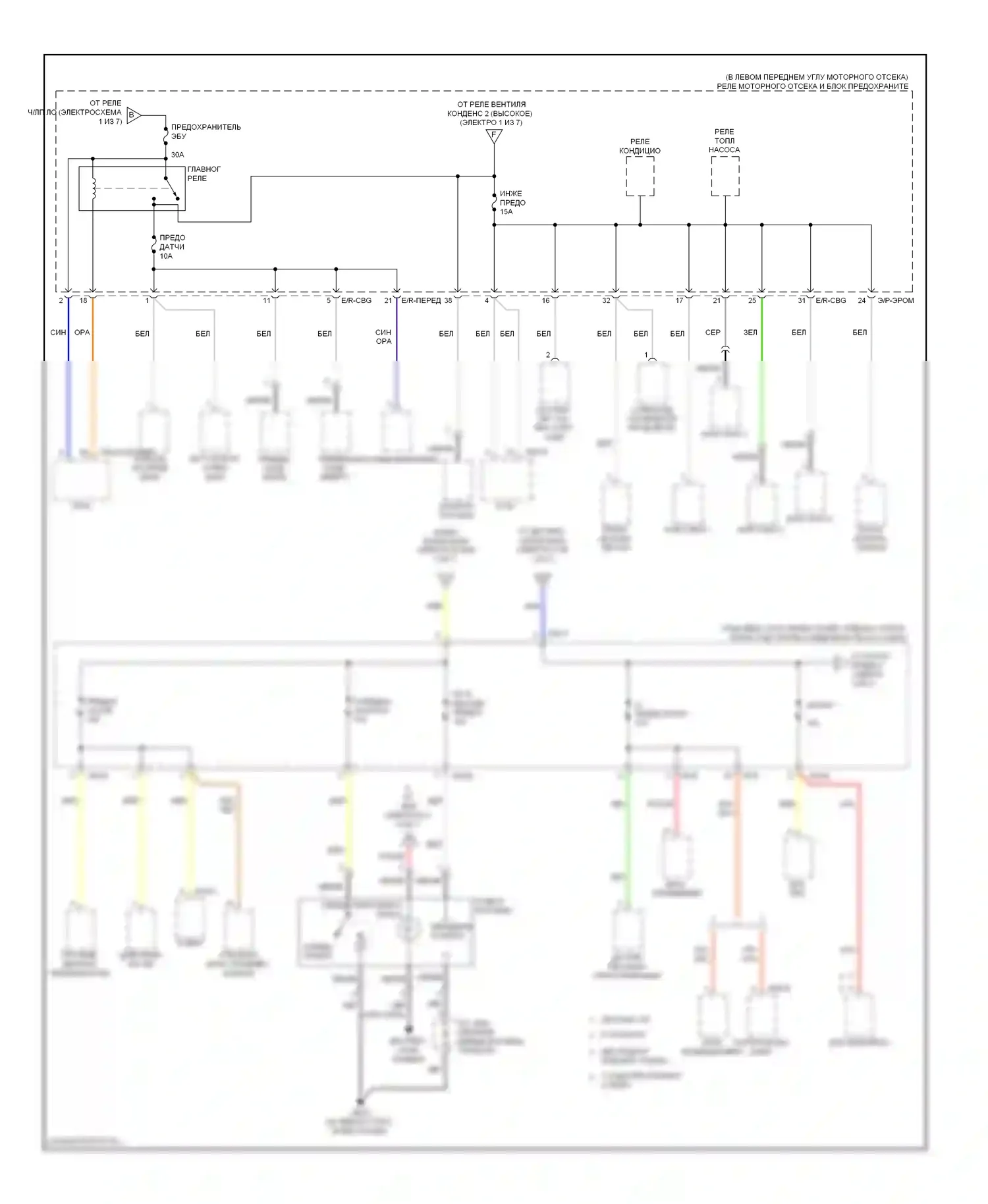Elantra Hyundai IV (2006-2011): Электросхема блока предохранителей реле (2 из 7) 