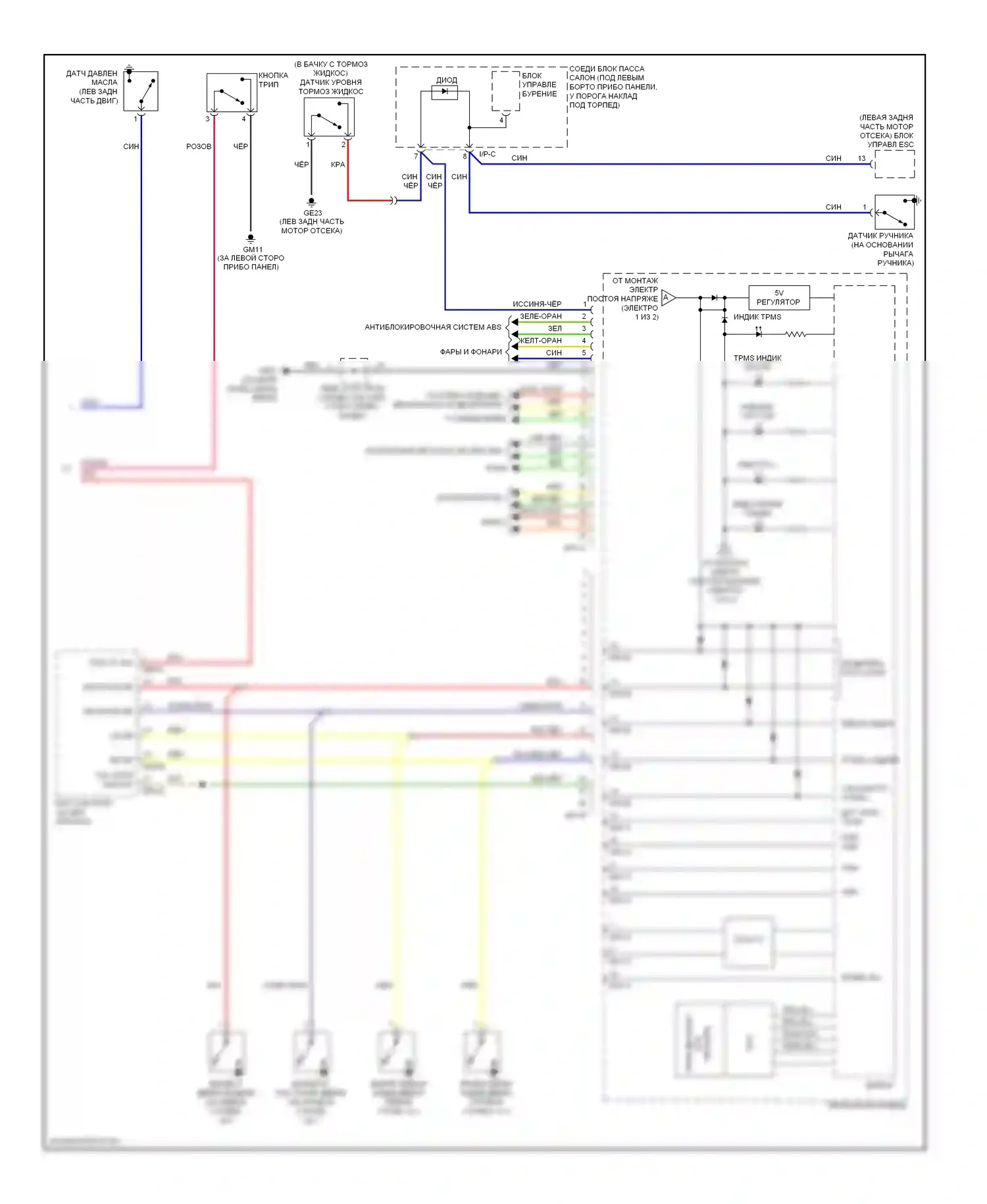 Elantra Hyundai IV (2006-2011): Электросхема приборной панели (2 из 2) 