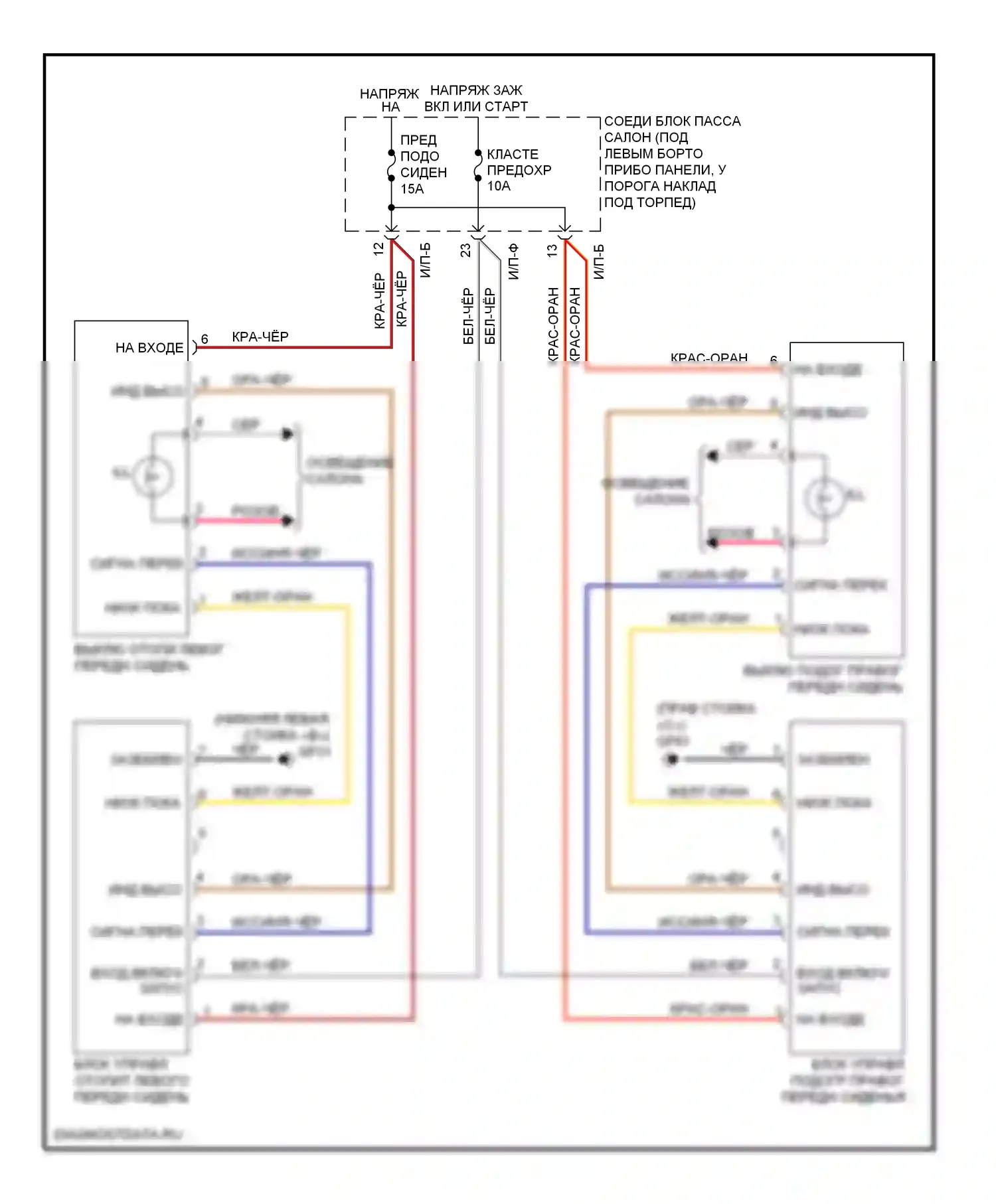 Elantra Hyundai IV (2006-2011): Электросхема обогреваемых сидений 