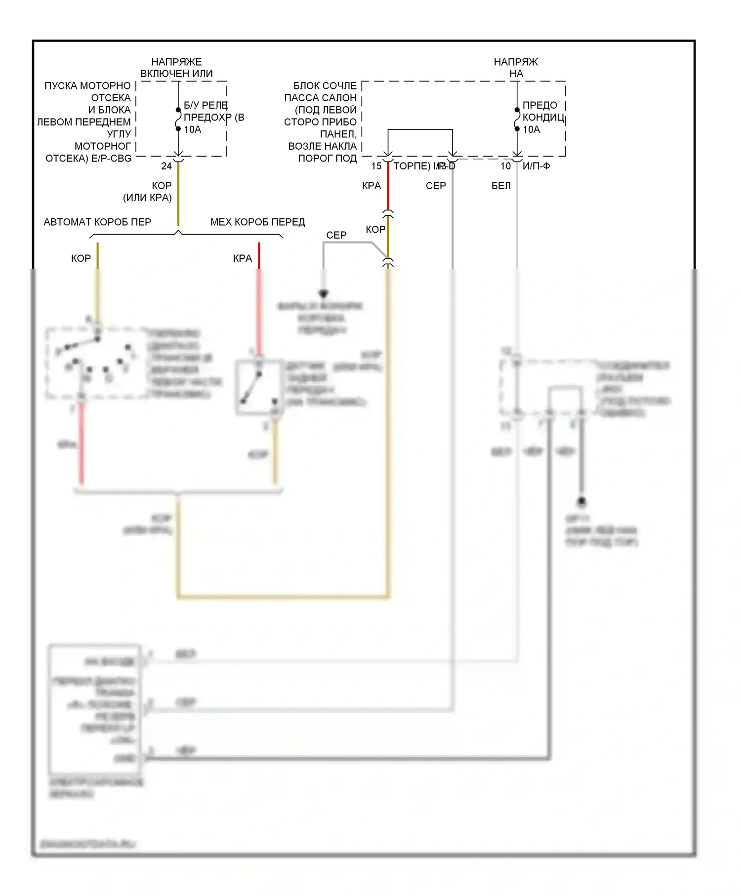 Elantra Hyundai IV (2006-2011): Электросхема электрохромного зеркала, без homelink 