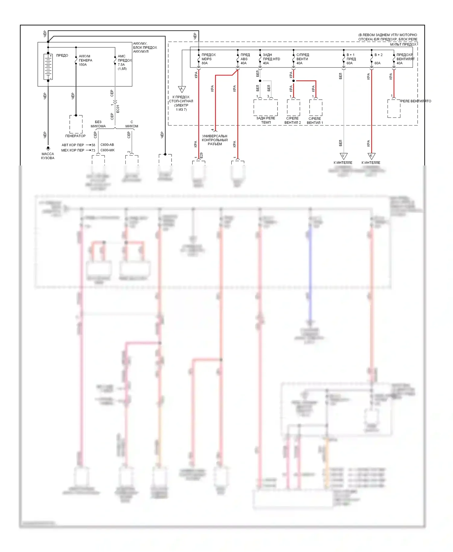 Elantra Hyundai V рестайлинг (2013-2016): Электросхема блока предохранителей реле, мд (1 из 7) 