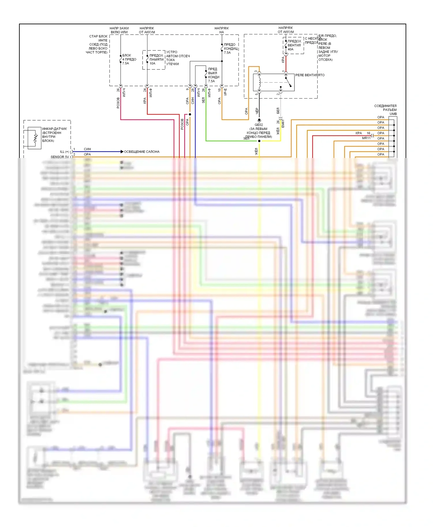 Elantra Hyundai V рестайлинг (2013-2016): Электросхема климат контроля (1 из 2) 